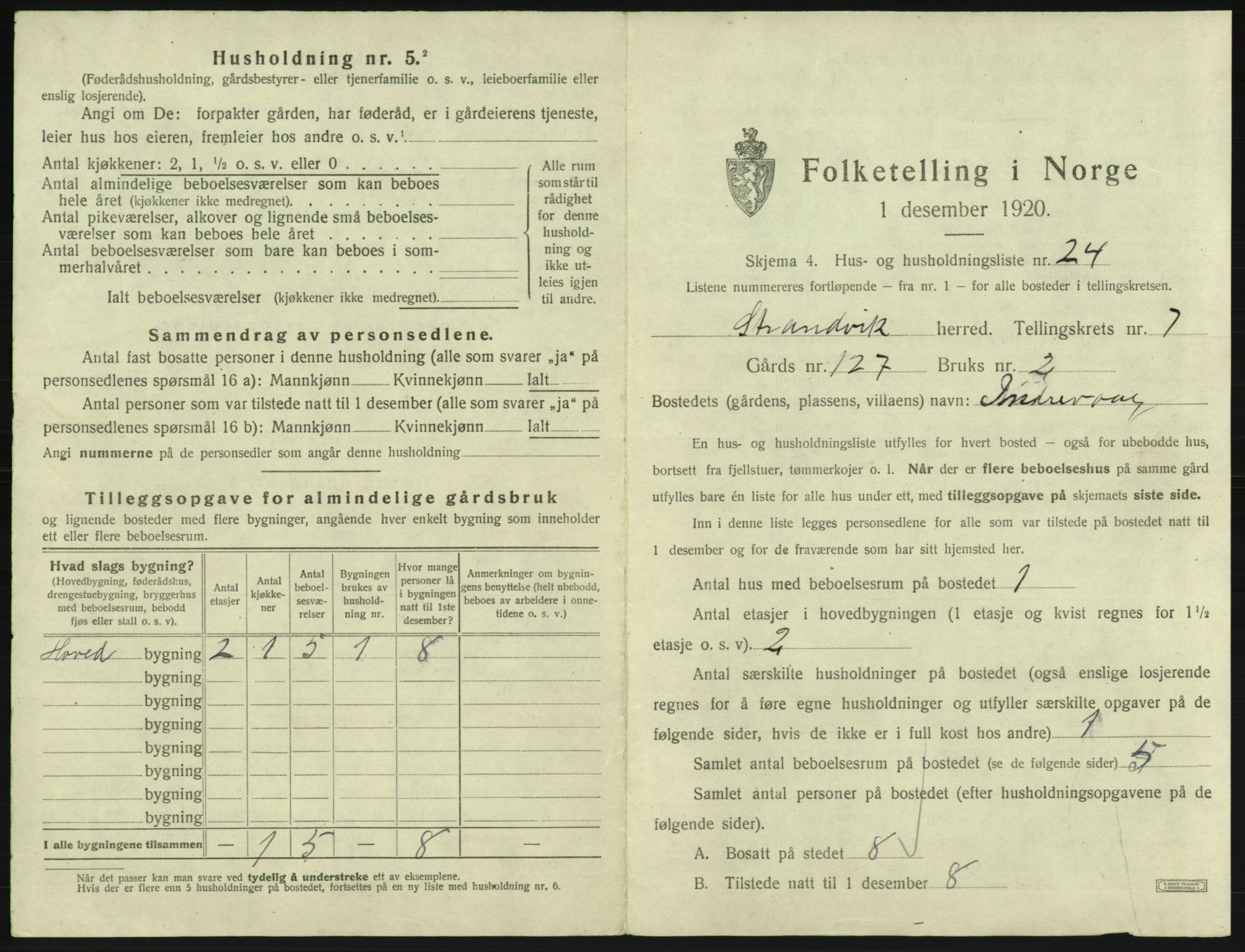 SAB, 1920 census for Strandvik, 1920, p. 740