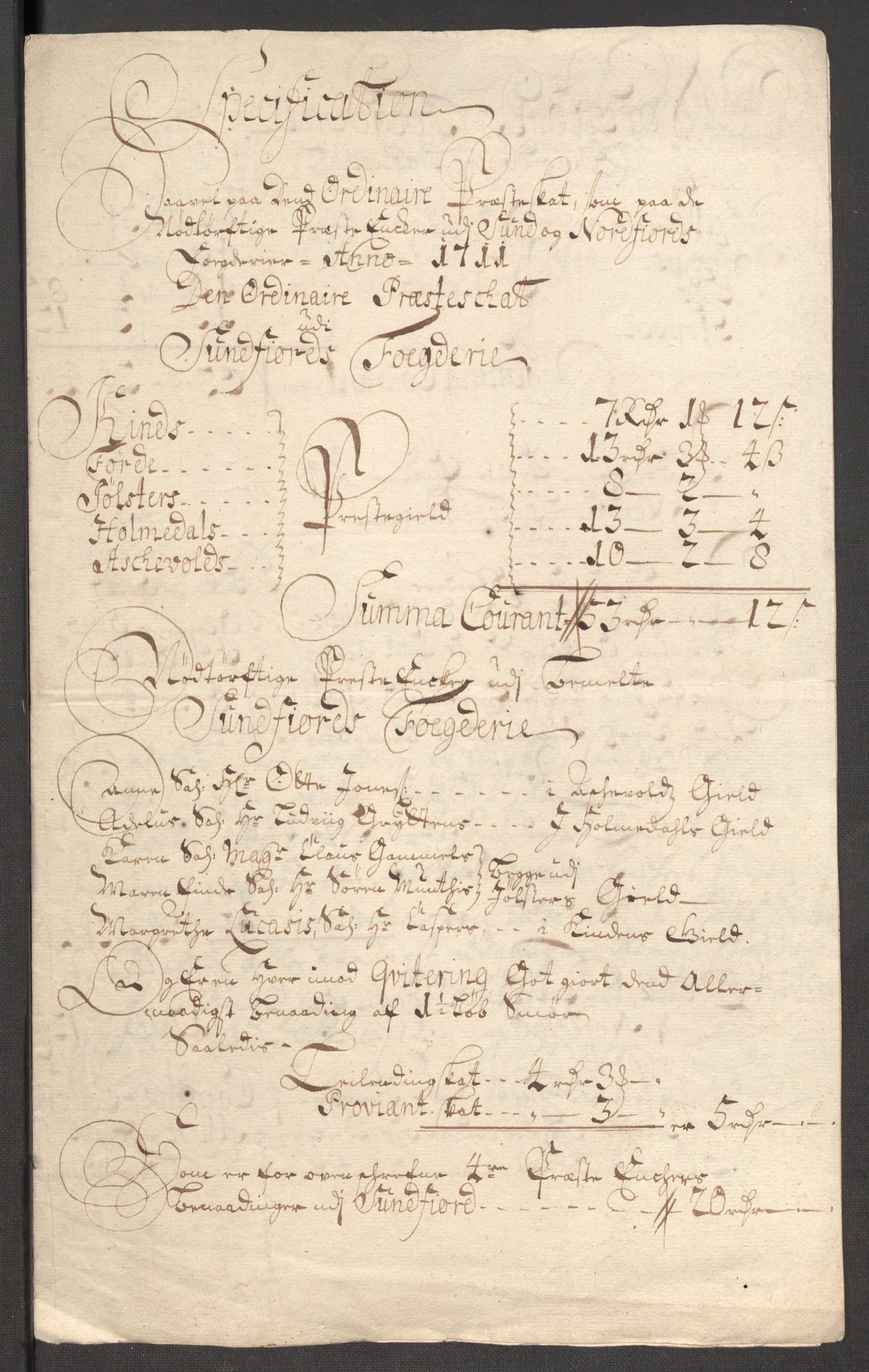 Rentekammeret inntil 1814, Reviderte regnskaper, Fogderegnskap, RA/EA-4092/R53/L3433: Fogderegnskap Sunn- og Nordfjord, 1710-1711, p. 451