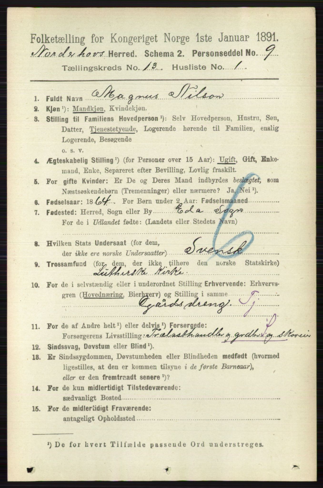 RA, 1891 census for 0613 Norderhov, 1891, p. 8888