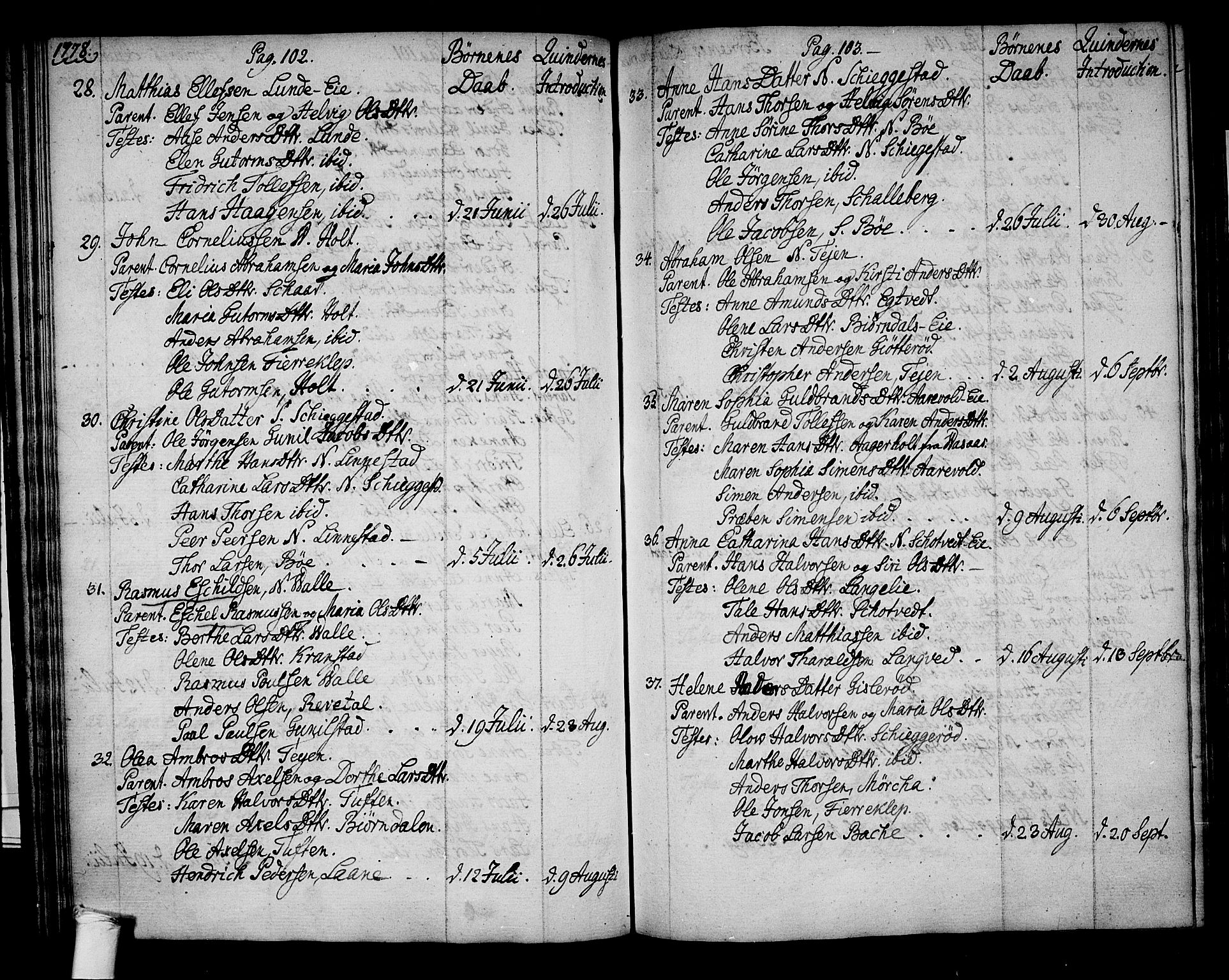 Ramnes kirkebøker, AV/SAKO-A-314/F/Fa/L0002: Parish register (official) no. I 2, 1773-1790, p. 102-103