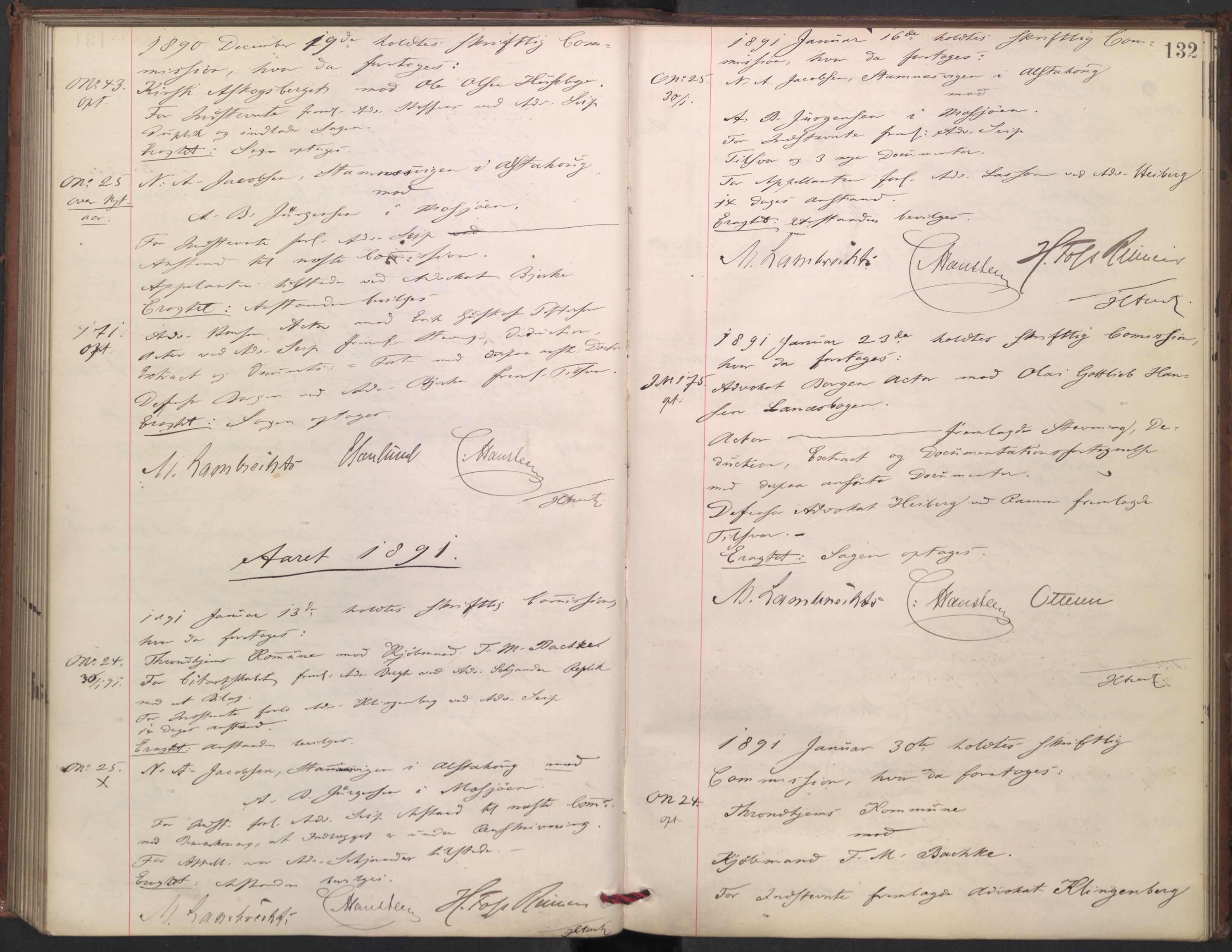 Høyesterett, AV/RA-S-1002/E/Ef/L0016: Protokoll over saker som gikk til skriftlig behandling, 1888-1892, p. 131b-132a