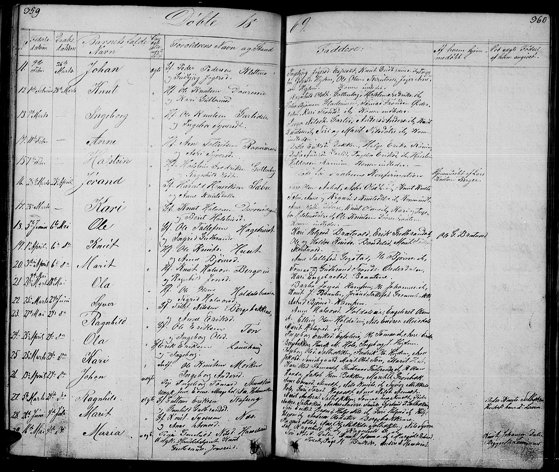 Nord-Aurdal prestekontor, SAH/PREST-132/H/Ha/Hab/L0001: Parish register (copy) no. 1, 1834-1887, p. 359-360