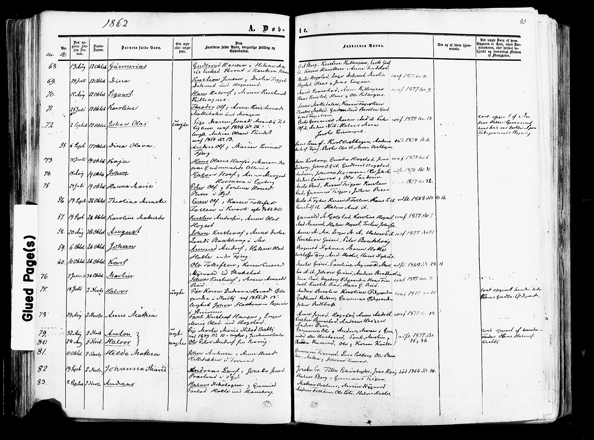 Aurskog prestekontor Kirkebøker, SAO/A-10304a/F/Fa/L0007: Parish register (official) no. I 7, 1854-1877, p. 83
