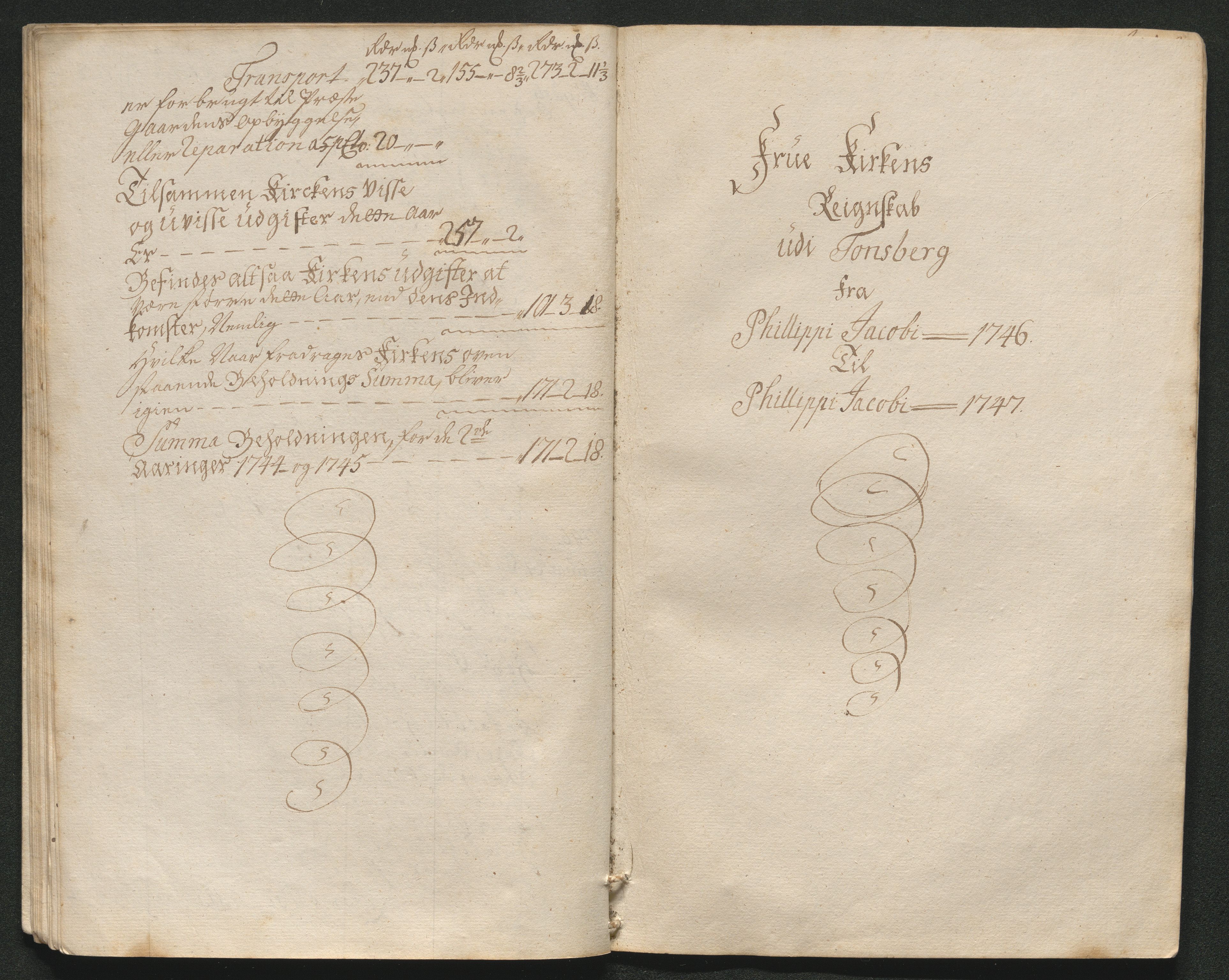 Tønsberg sokneprestkontor, AV/SAKO-A-329/R/Ra/L0003a: Kirkeregnskap. Vor Frue kirke., 1744-1747