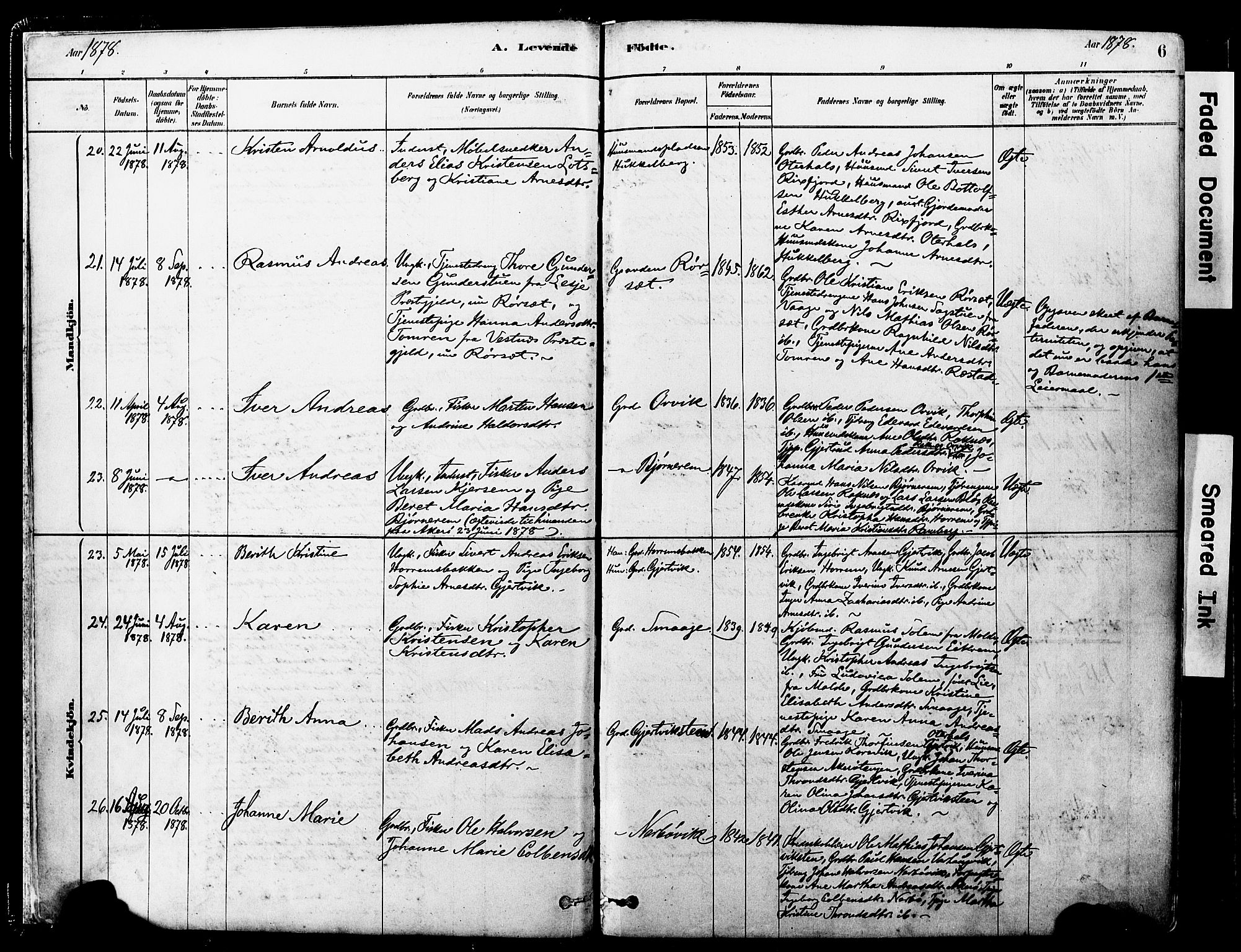 Ministerialprotokoller, klokkerbøker og fødselsregistre - Møre og Romsdal, SAT/A-1454/560/L0721: Parish register (official) no. 560A05, 1878-1917, p. 6