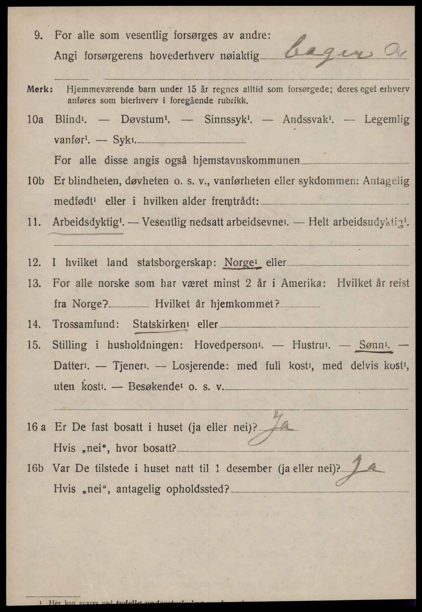 SAT, 1920 census for Hopen, 1920, p. 871