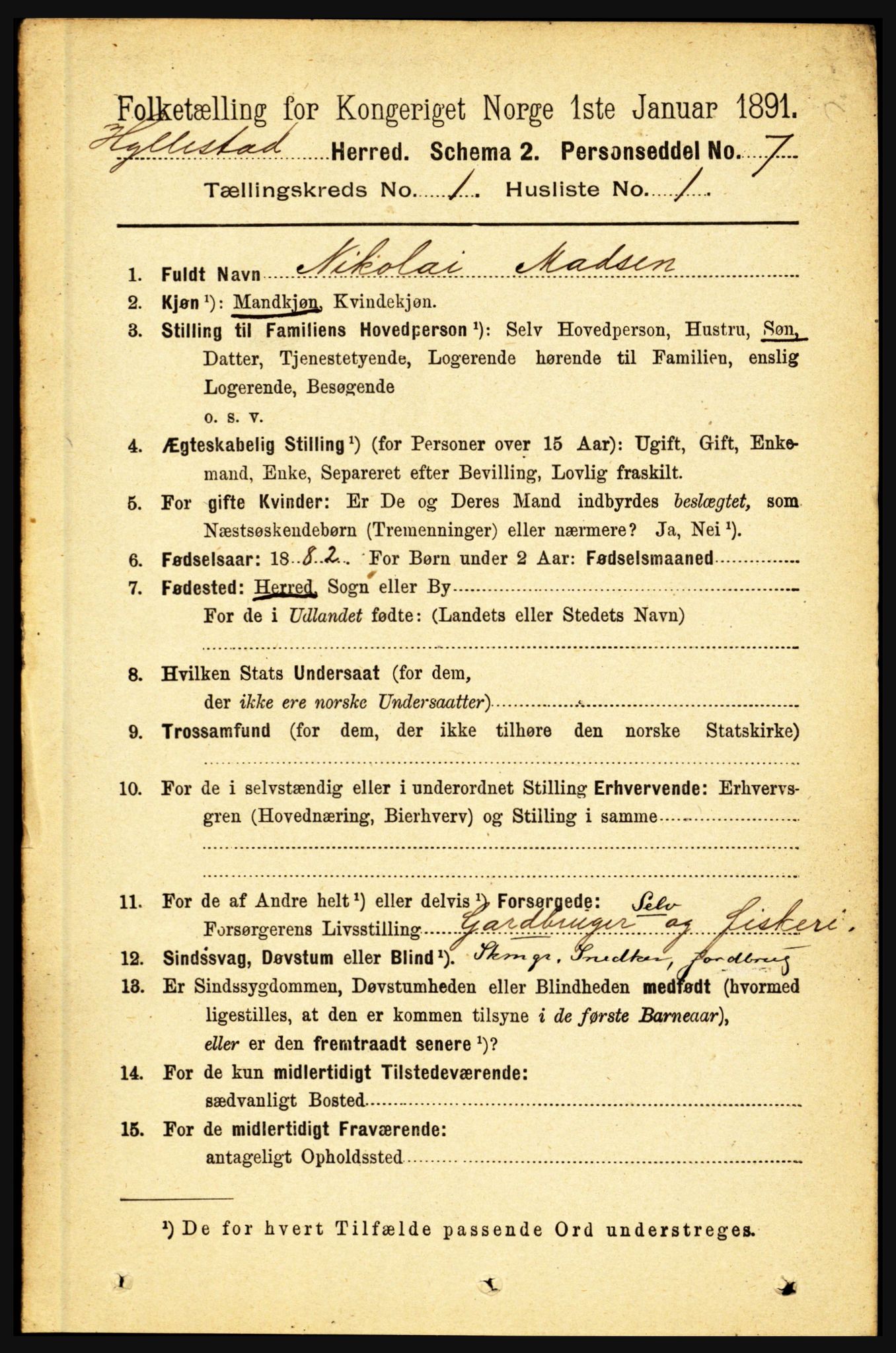 RA, 1891 census for 1413 Hyllestad, 1891, p. 60