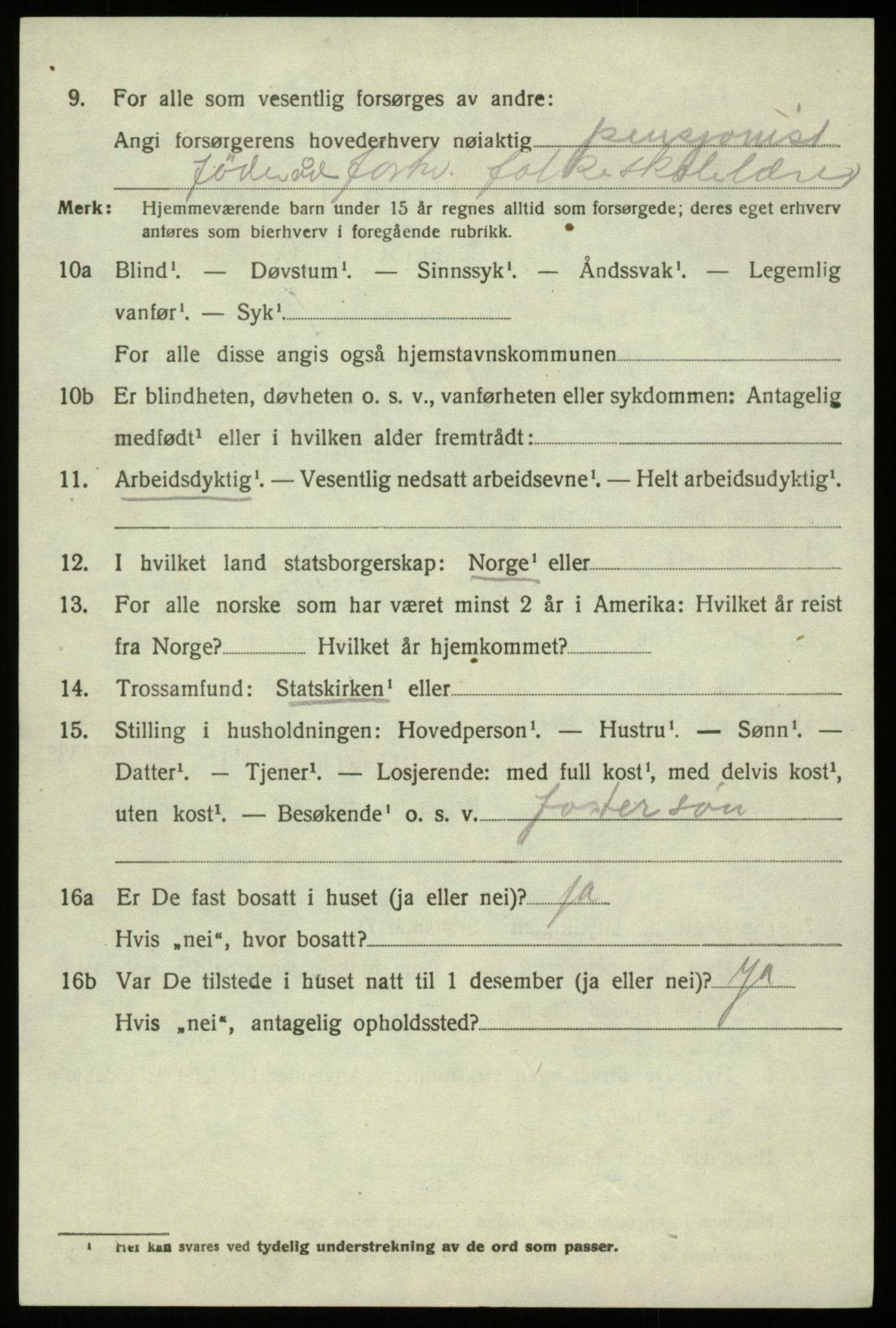 SAB, 1920 census for Hosanger, 1920, p. 4204