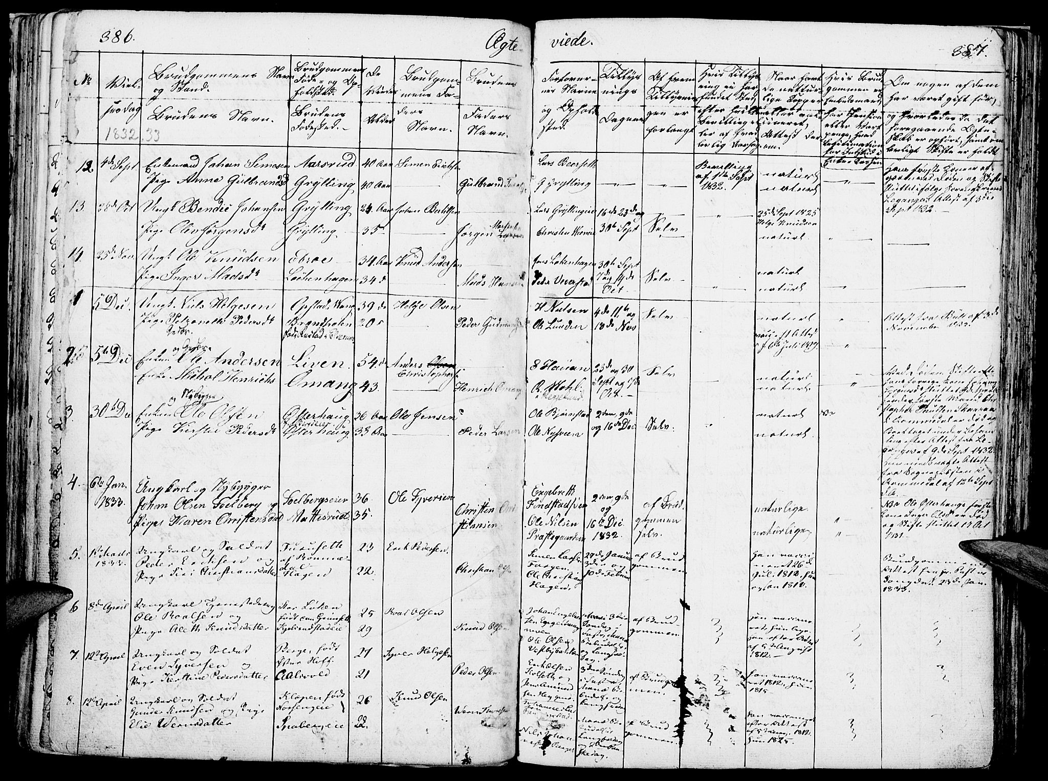 Løten prestekontor, SAH/PREST-022/K/Ka/L0006: Parish register (official) no. 6, 1832-1849, p. 386-387