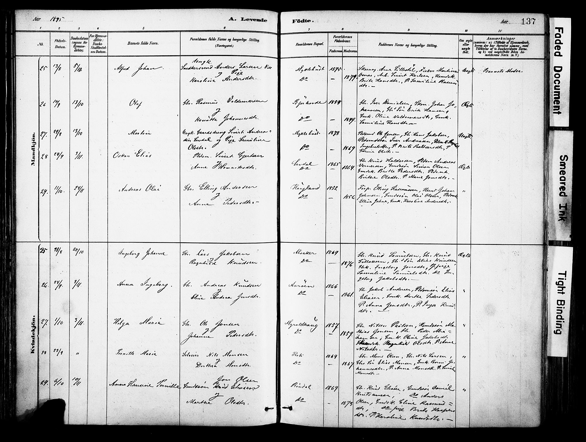 Eid sokneprestembete, AV/SAB-A-82301/H/Haa/Haab/L0001: Parish register (official) no. B 1, 1879-1906, p. 137