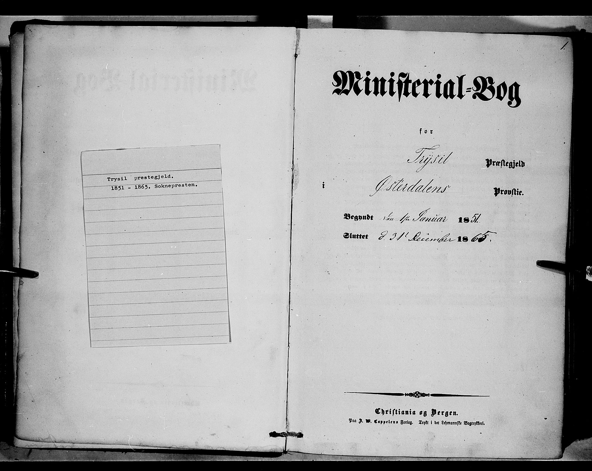 Trysil prestekontor, SAH/PREST-046/H/Ha/Haa/L0005: Parish register (official) no. 5, 1851-1865, p. 1