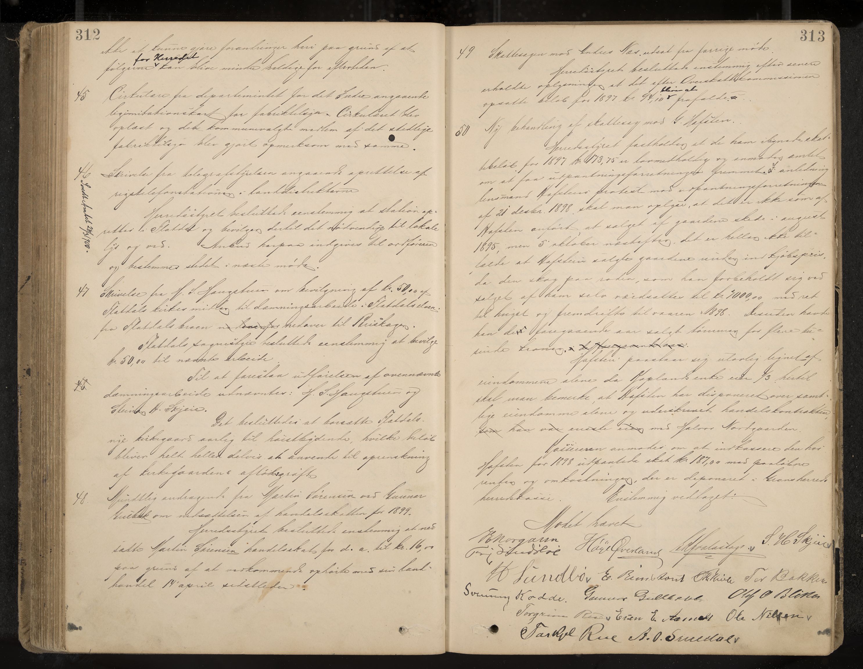 Seljord formannskap og sentraladministrasjon, IKAK/0828021/A/Aa/L0003: Møtebok med register, 1891-1905, p. 312-313