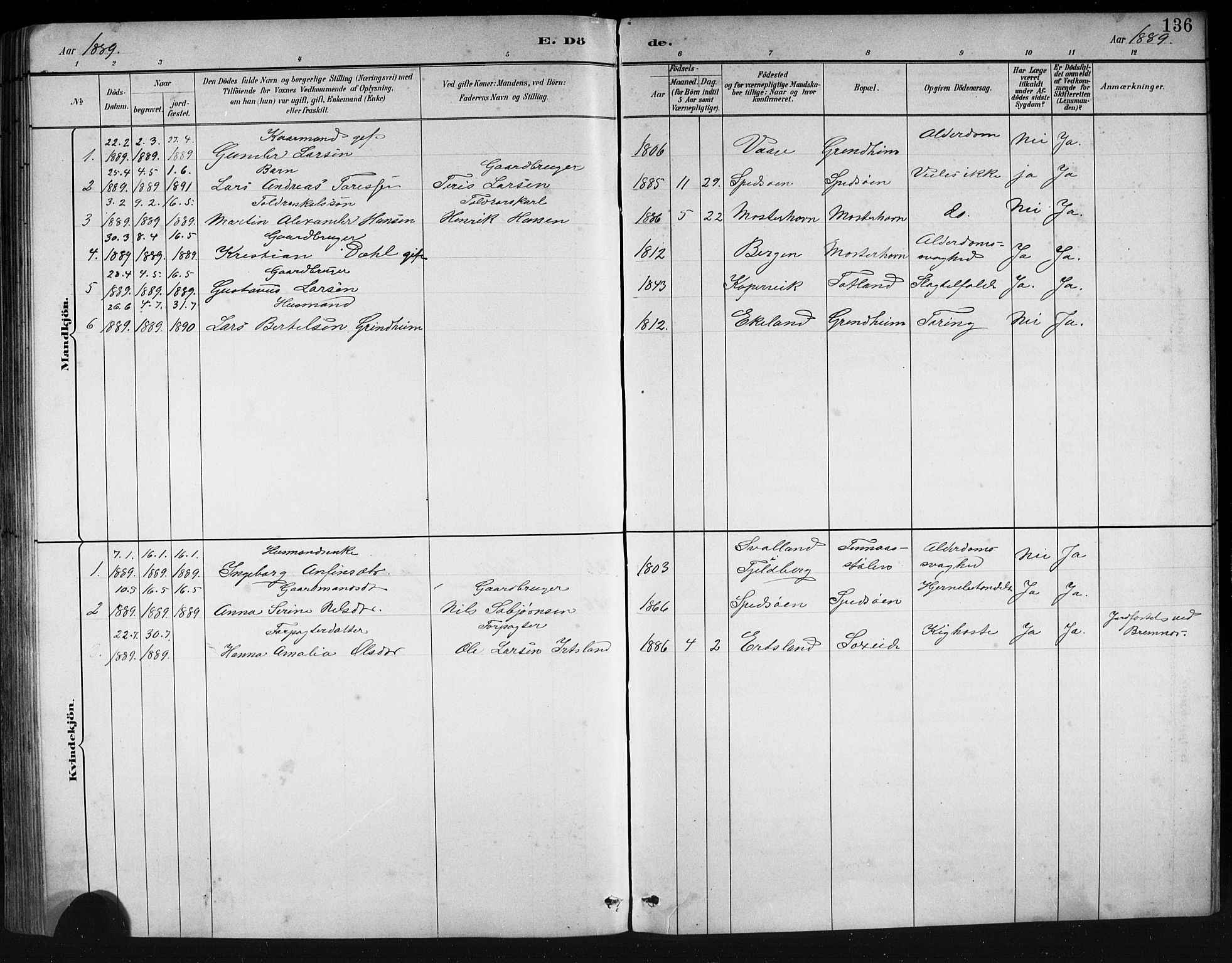 Finnås sokneprestembete, SAB/A-99925/H/Ha/Hab/Haba/L0003: Parish register (copy) no. A 3, 1883-1900, p. 136