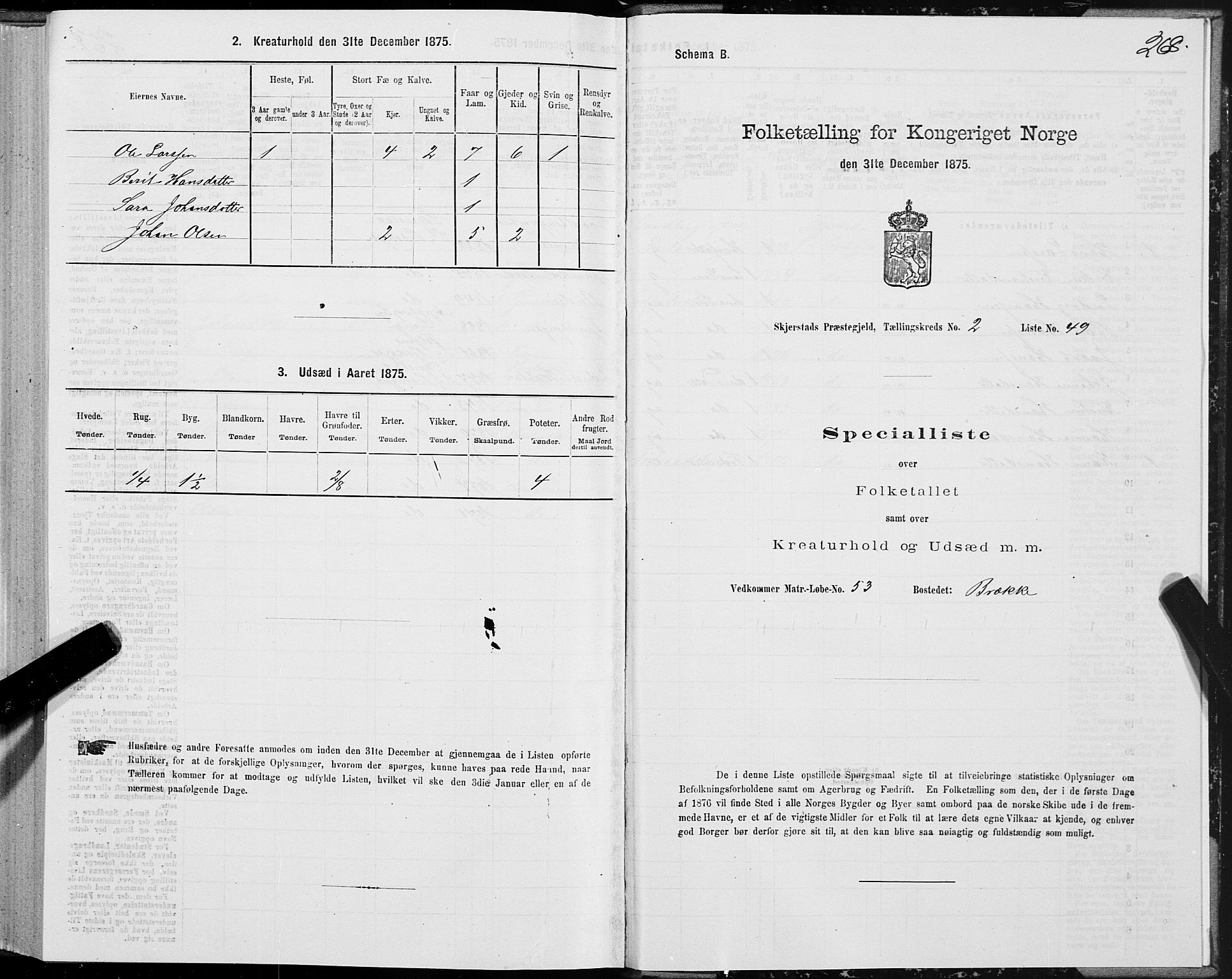 SAT, 1875 census for 1842P Skjerstad, 1875, p. 1268