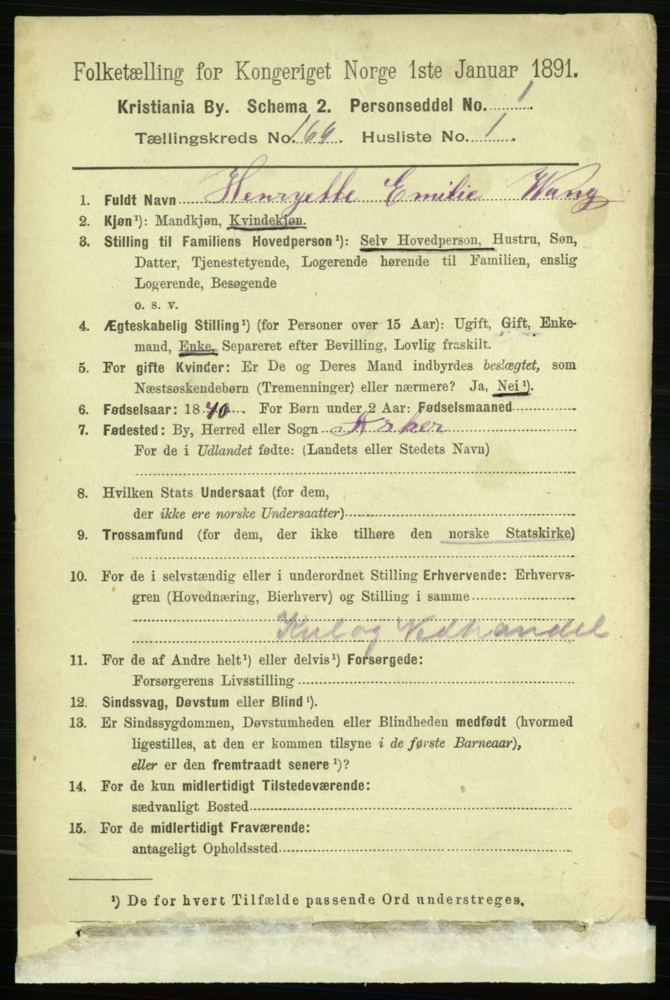 RA, 1891 census for 0301 Kristiania, 1891, p. 98898