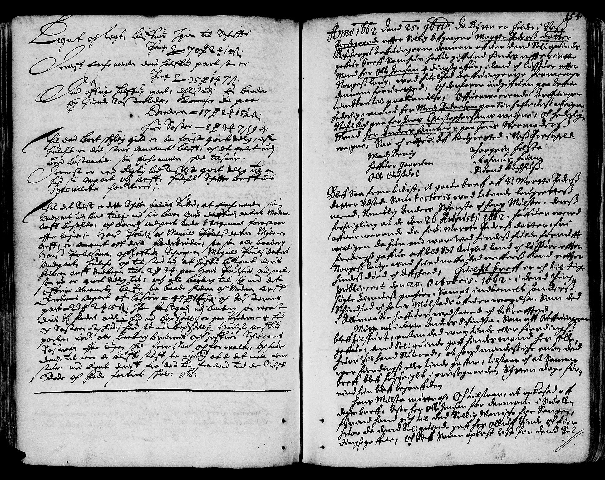 Hedemarken sorenskriveri, SAH/TING-034/J/Ja/L0001: Skifteprotokoll, 1662-1673, p. 153b-154a