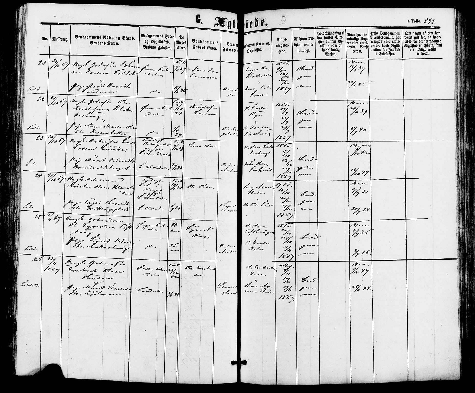 Alvdal prestekontor, AV/SAH-PREST-060/H/Ha/Haa/L0001: Parish register (official) no. 1, 1863-1882, p. 292