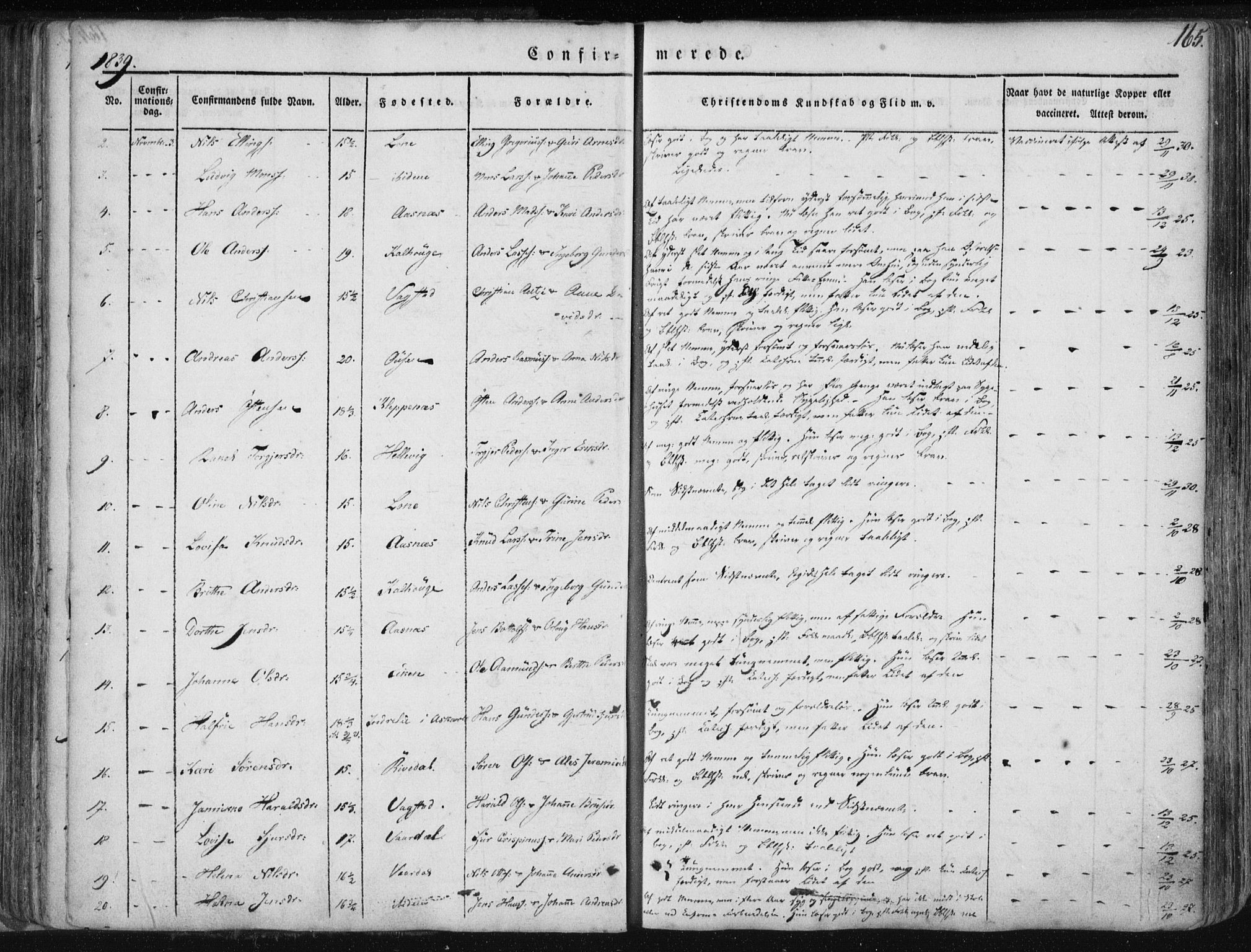 Fjaler sokneprestembete, AV/SAB-A-79801/H/Haa/Haaa/L0006: Parish register (official) no. A 6, 1835-1884, p. 165