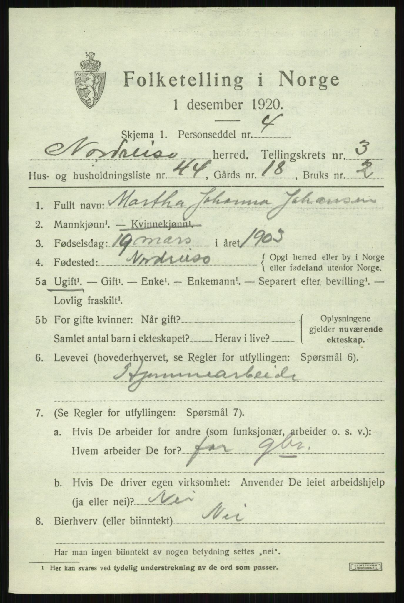 SATØ, 1920 census for Nordreisa, 1920, p. 1793