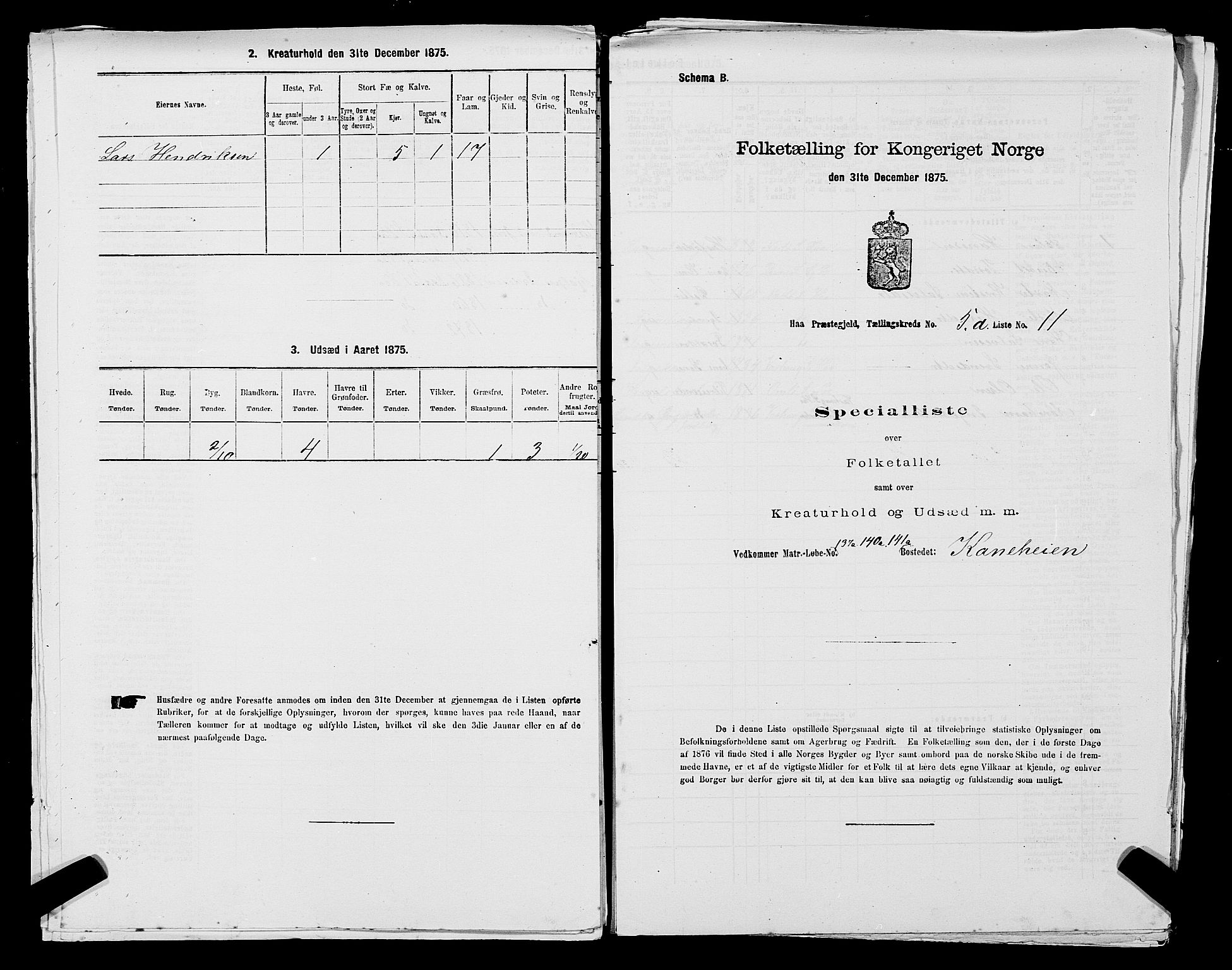 SAST, 1875 census for 1119P Hå, 1875, p. 577