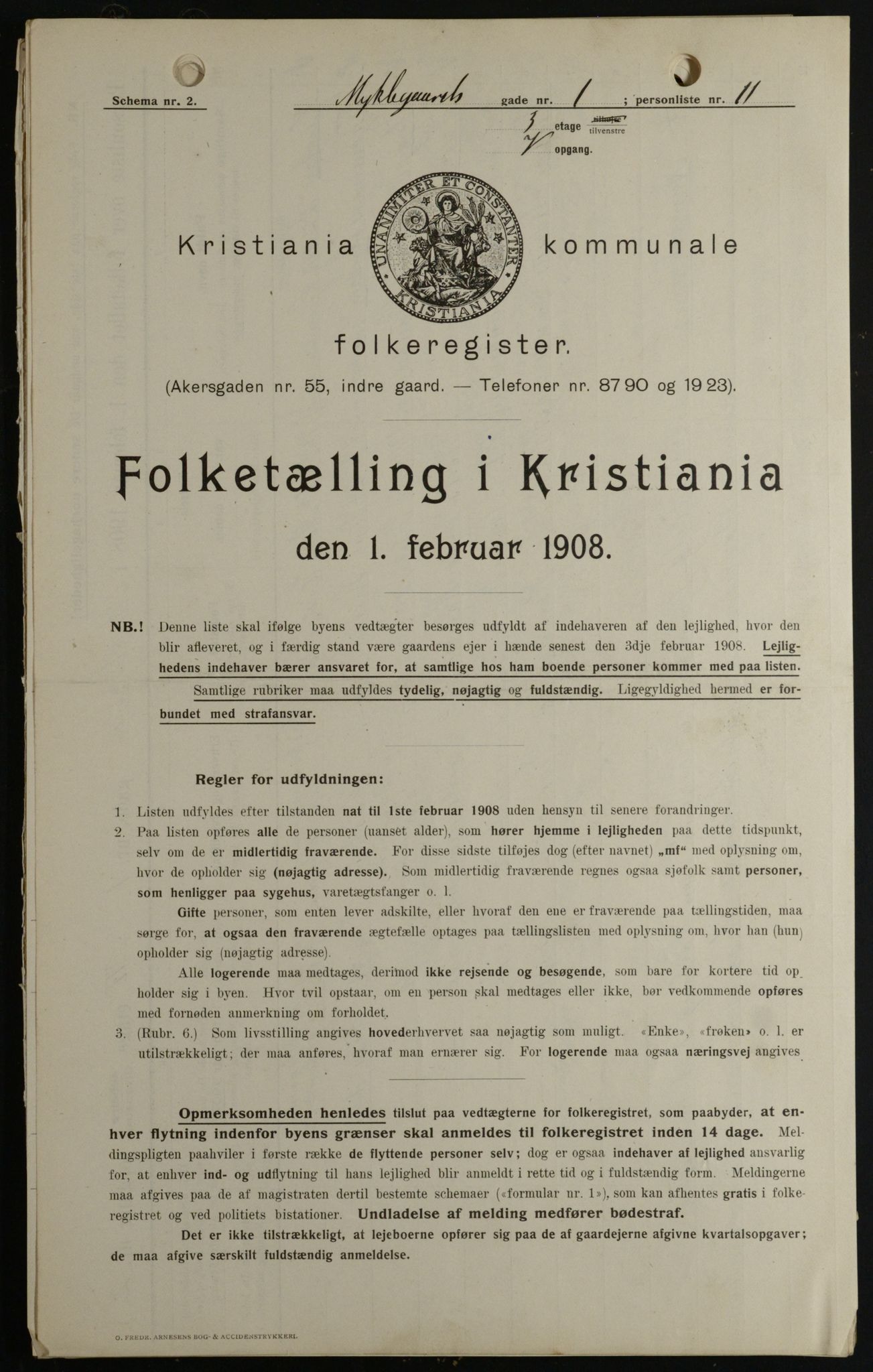 OBA, Municipal Census 1908 for Kristiania, 1908, p. 61077