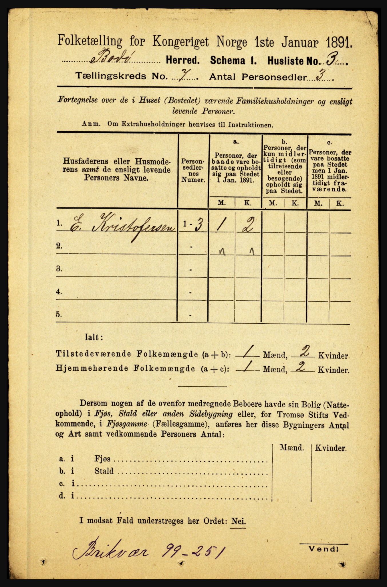 RA, 1891 census for 1843 Bodø, 1891, p. 4565