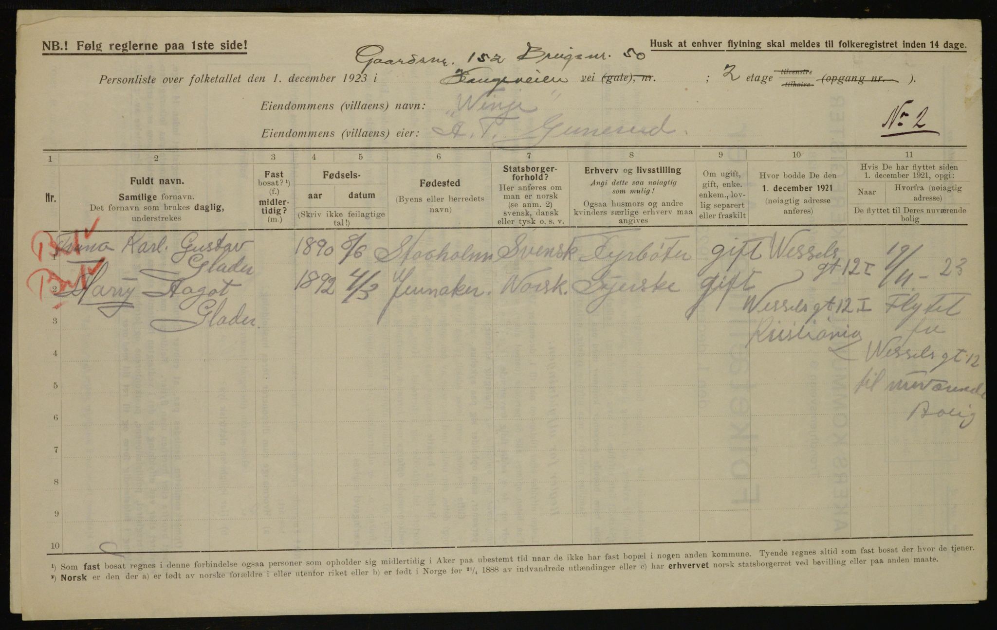 , Municipal Census 1923 for Aker, 1923, p. 40399