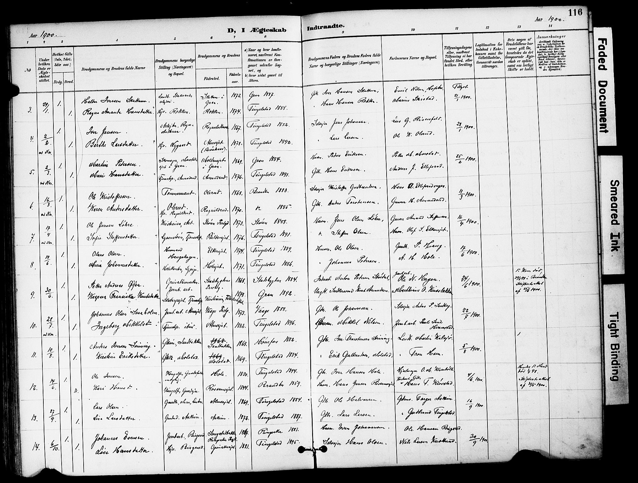 Brandbu prestekontor, SAH/PREST-114/H/Ha/Hab/L0006: Parish register (copy) no. 6, 1893-1902, p. 116