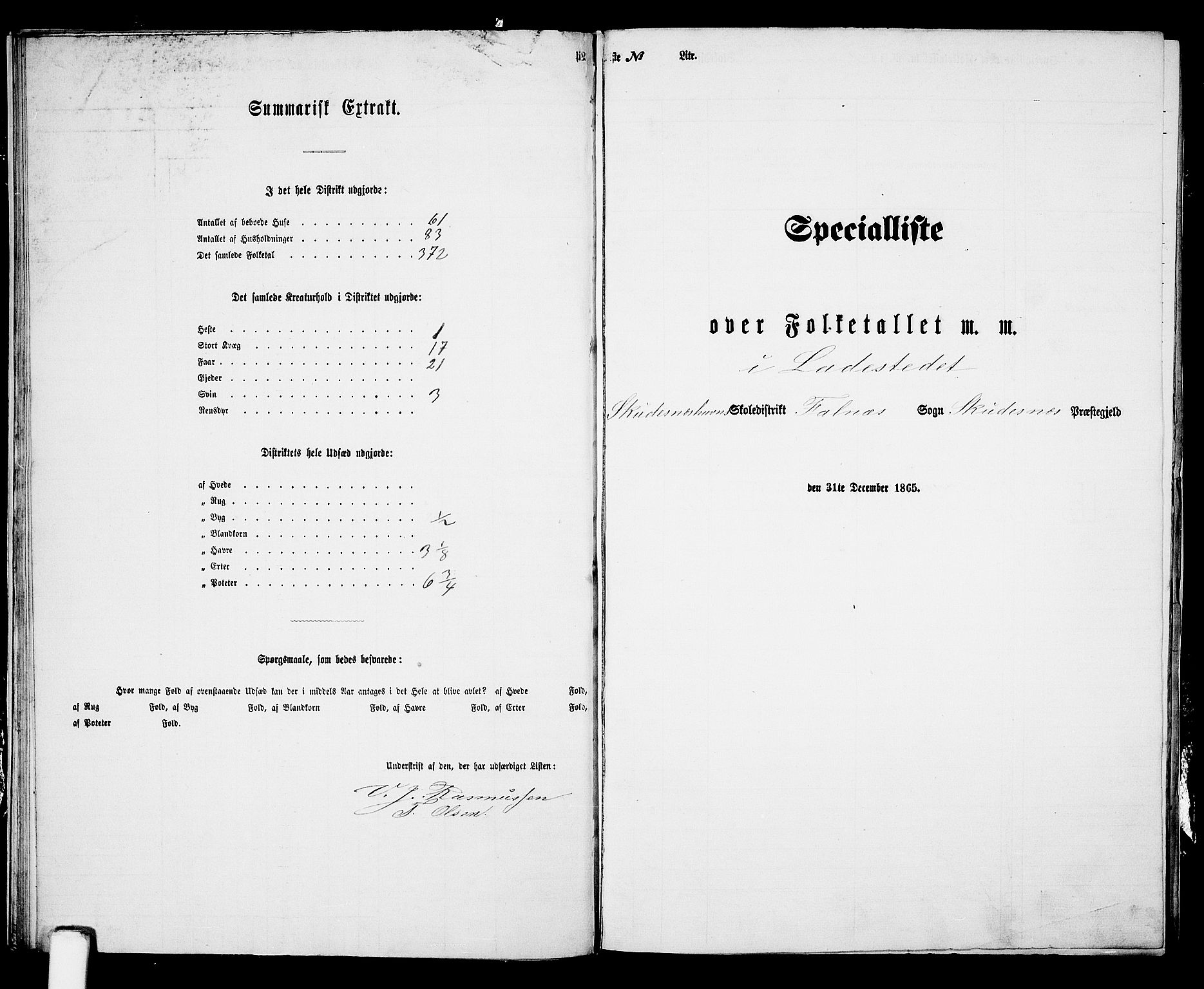 RA, 1865 census for Skudenes, 1865, p. 223