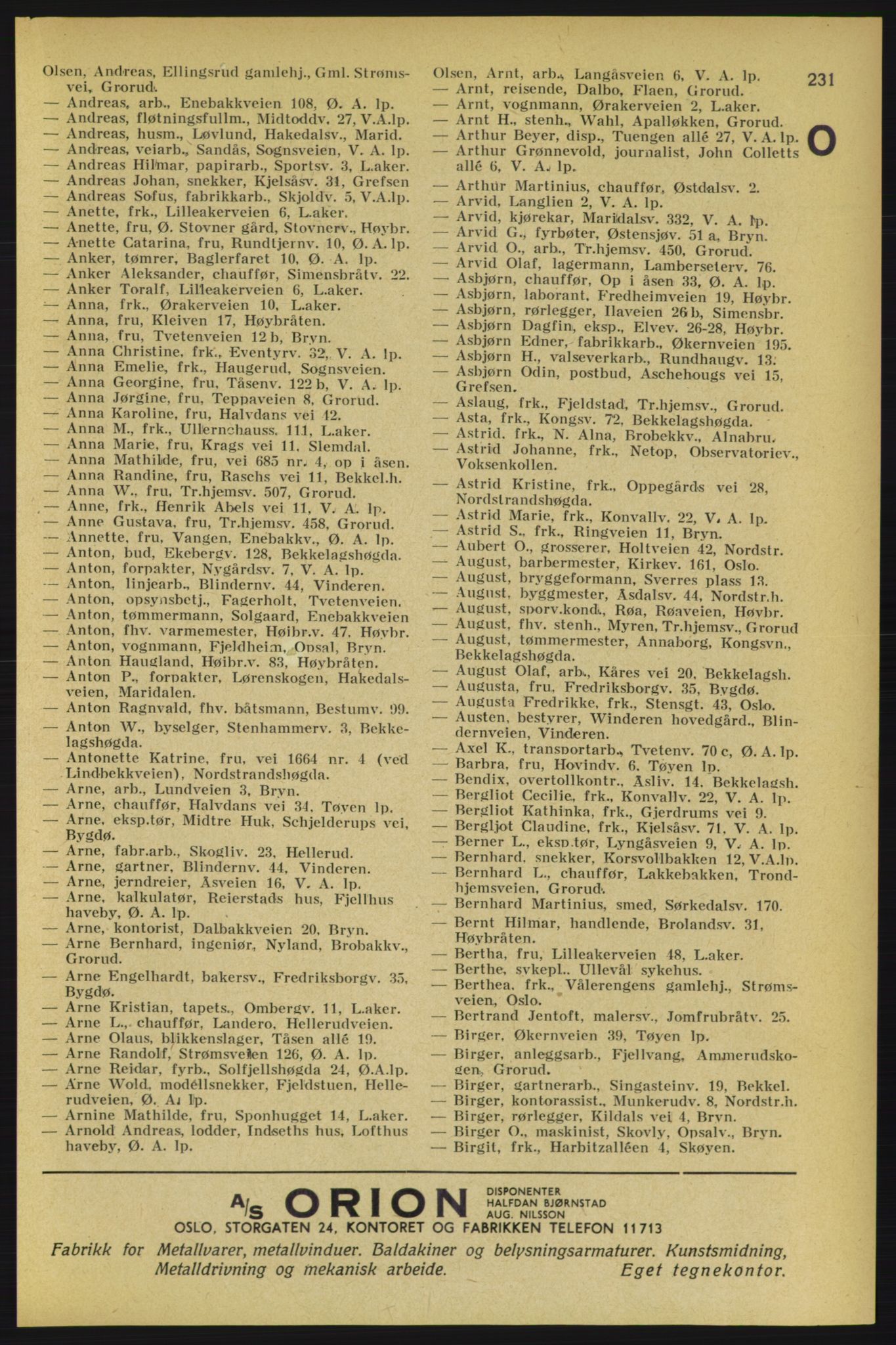 Aker adressebok/adressekalender, PUBL/001/A/005: Aker adressebok, 1934-1935, p. 231