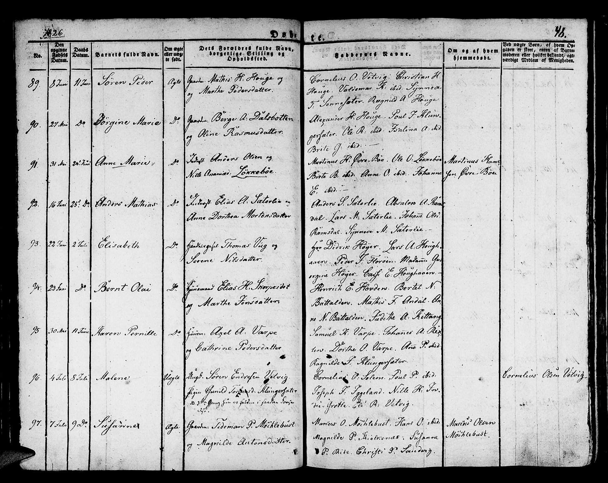 Kinn sokneprestembete, SAB/A-80801/H/Haa/Haaa/L0004/0001: Parish register (official) no. A 4I, 1822-1840, p. 48