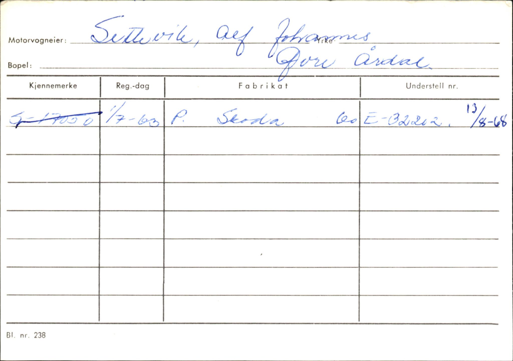 Statens vegvesen, Sogn og Fjordane vegkontor, AV/SAB-A-5301/4/F/L0146: Registerkort Årdal R-Å samt diverse kort, 1945-1975, p. 286