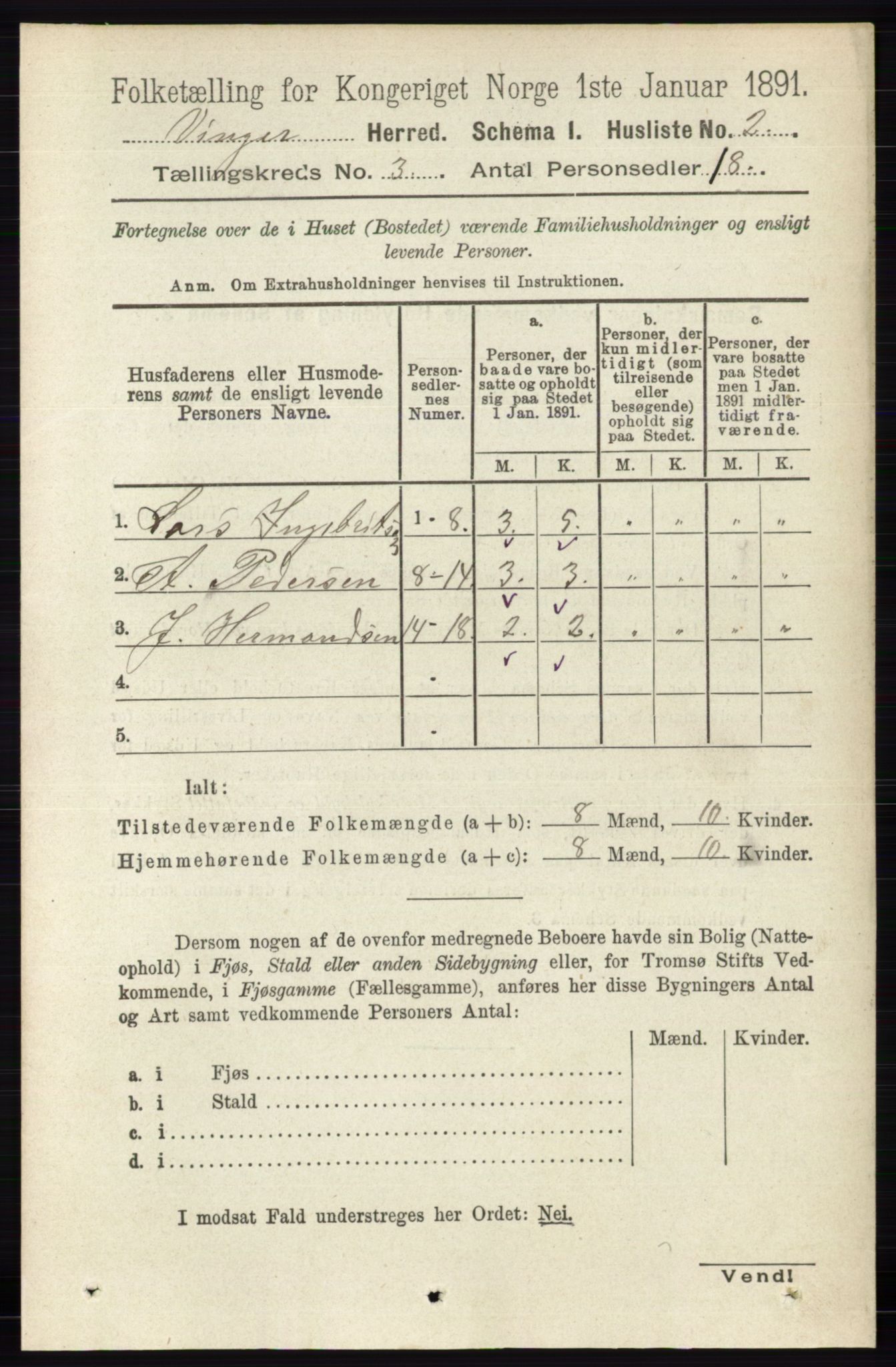 RA, 1891 census for 0421 Vinger, 1891, p. 780