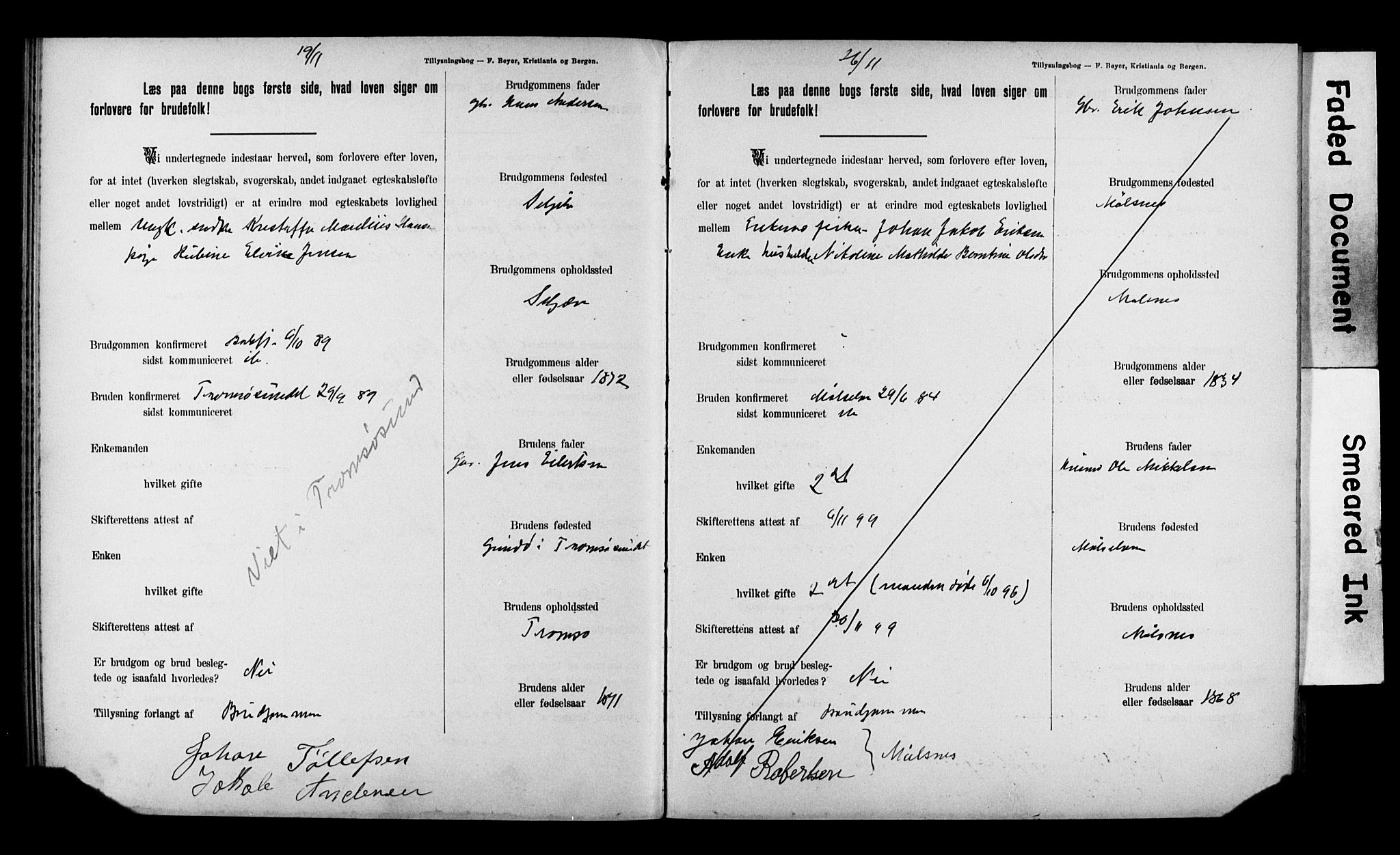 Balsfjord sokneprestembete, AV/SATØ-S-1303/H/Hd/L0031: Banns register no. 31, 1897-1906