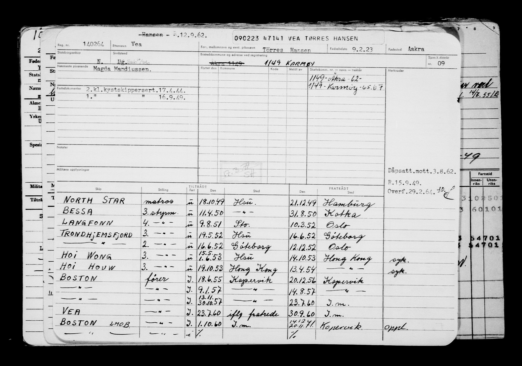 Direktoratet for sjømenn, RA/S-3545/G/Gb/L0215: Hovedkort, 1923, p. 232