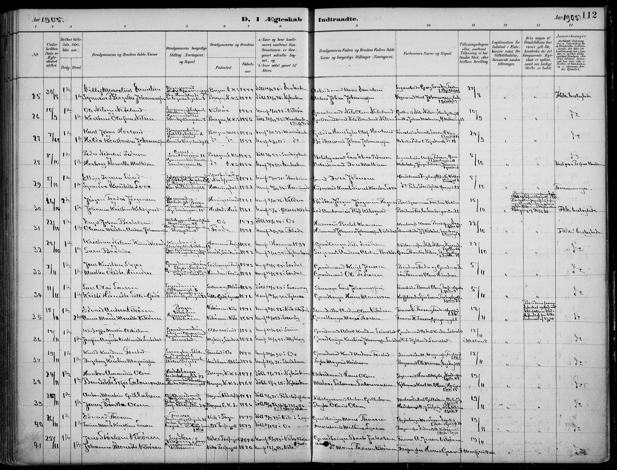 Mariakirken Sokneprestembete, AV/SAB-A-76901/H/Hab/L0008: Parish register (copy) no. A 8, 1889-1908, p. 112