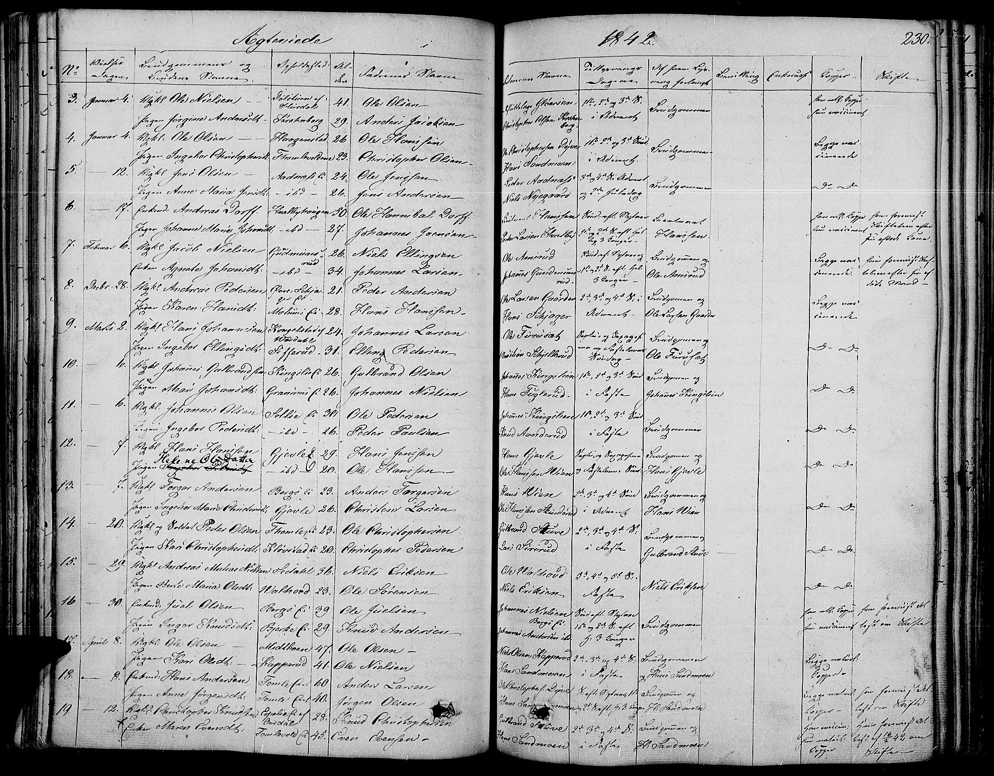 Land prestekontor, SAH/PREST-120/H/Ha/Haa/L0008: Parish register (official) no. 8, 1830-1846, p. 230