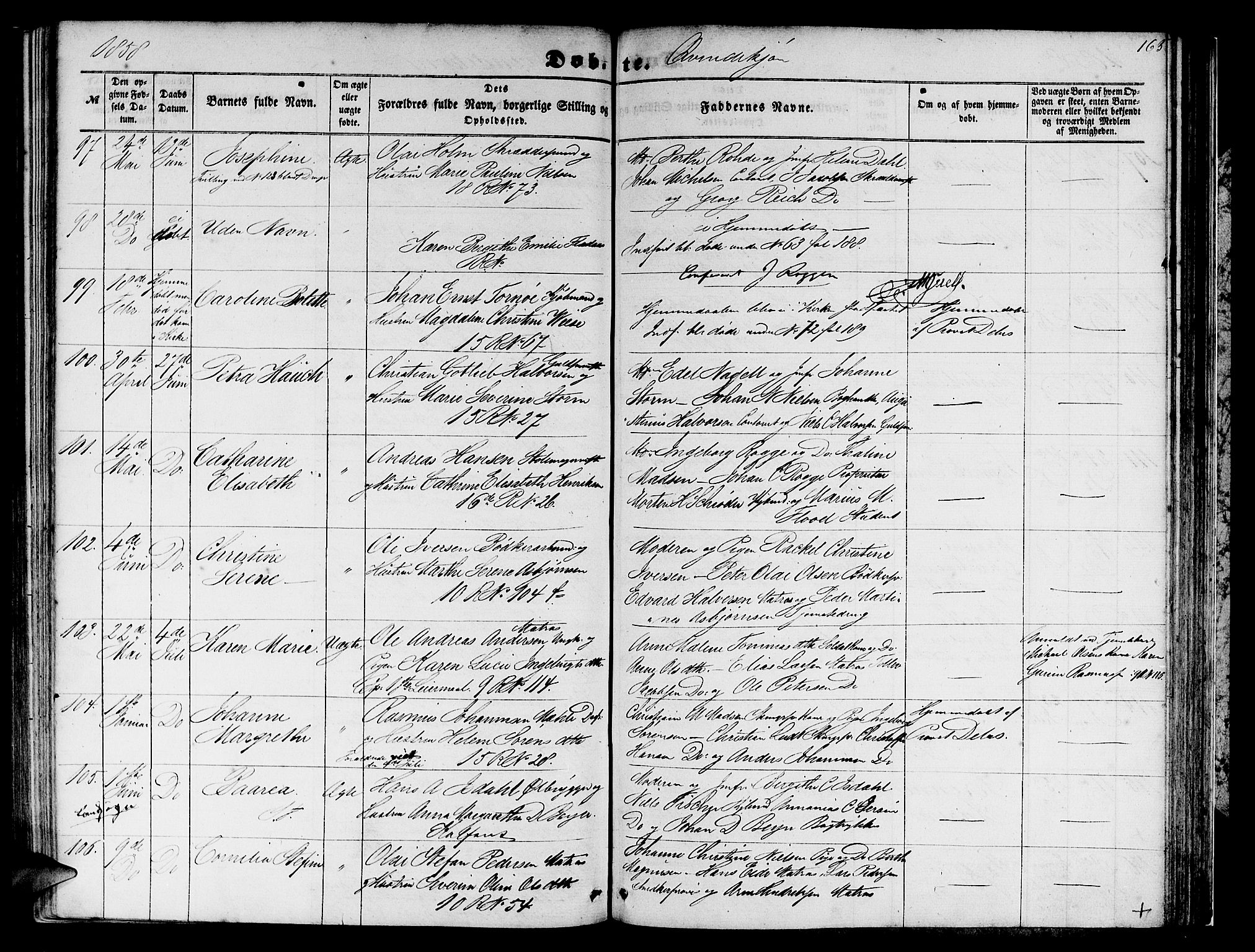 Domkirken sokneprestembete, SAB/A-74801/H/Hab/L0011: Parish register (copy) no. B 4, 1856-1862, p. 163
