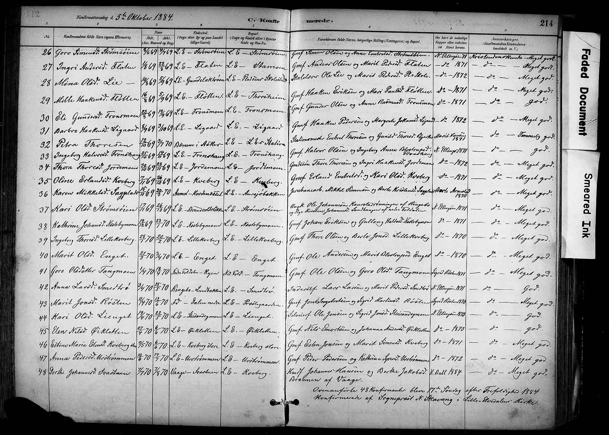 Alvdal prestekontor, AV/SAH-PREST-060/H/Ha/Haa/L0002: Parish register (official) no. 2, 1883-1906, p. 214