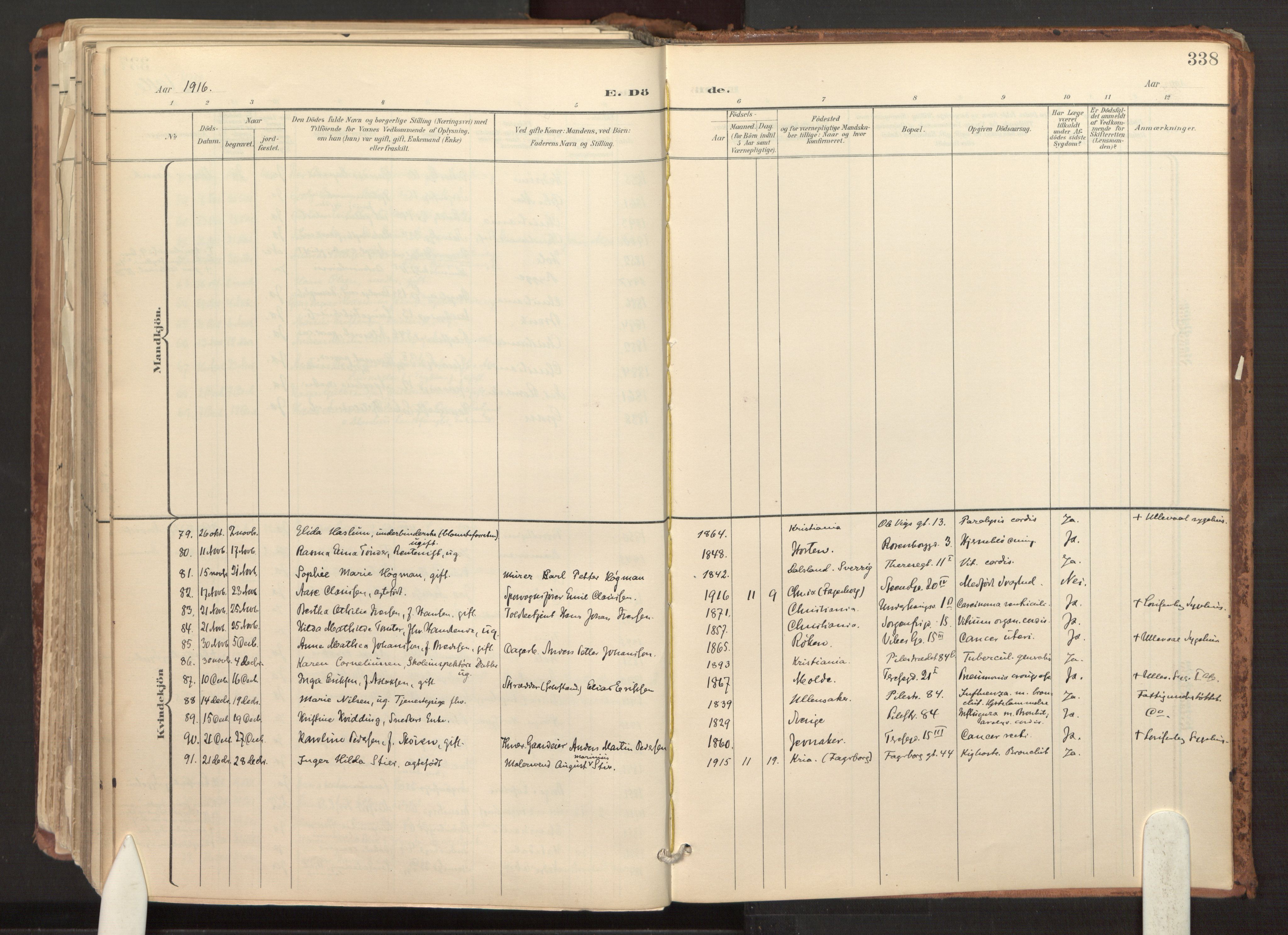 Fagerborg prestekontor Kirkebøker, SAO/A-10844/F/Fa/L0003: Parish register (official) no. 3, 1898-1916, p. 338
