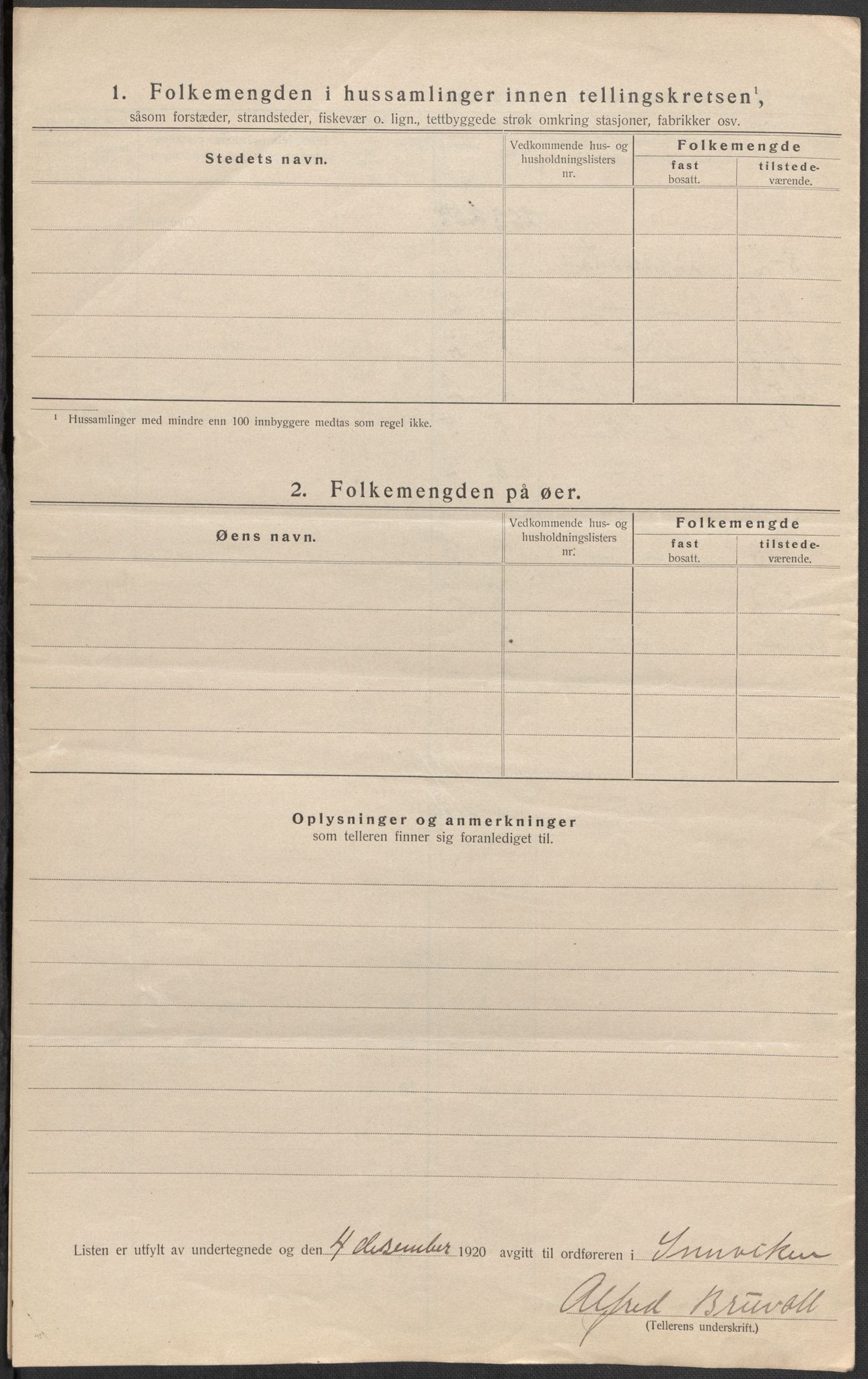 SAB, 1920 census for Innvik, 1920, p. 43