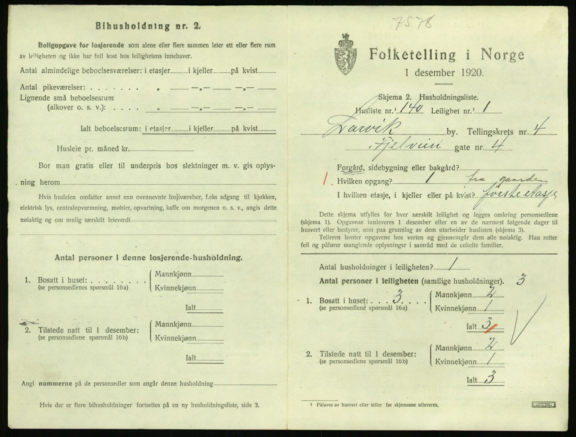 SAKO, 1920 census for Larvik, 1920, p. 4848