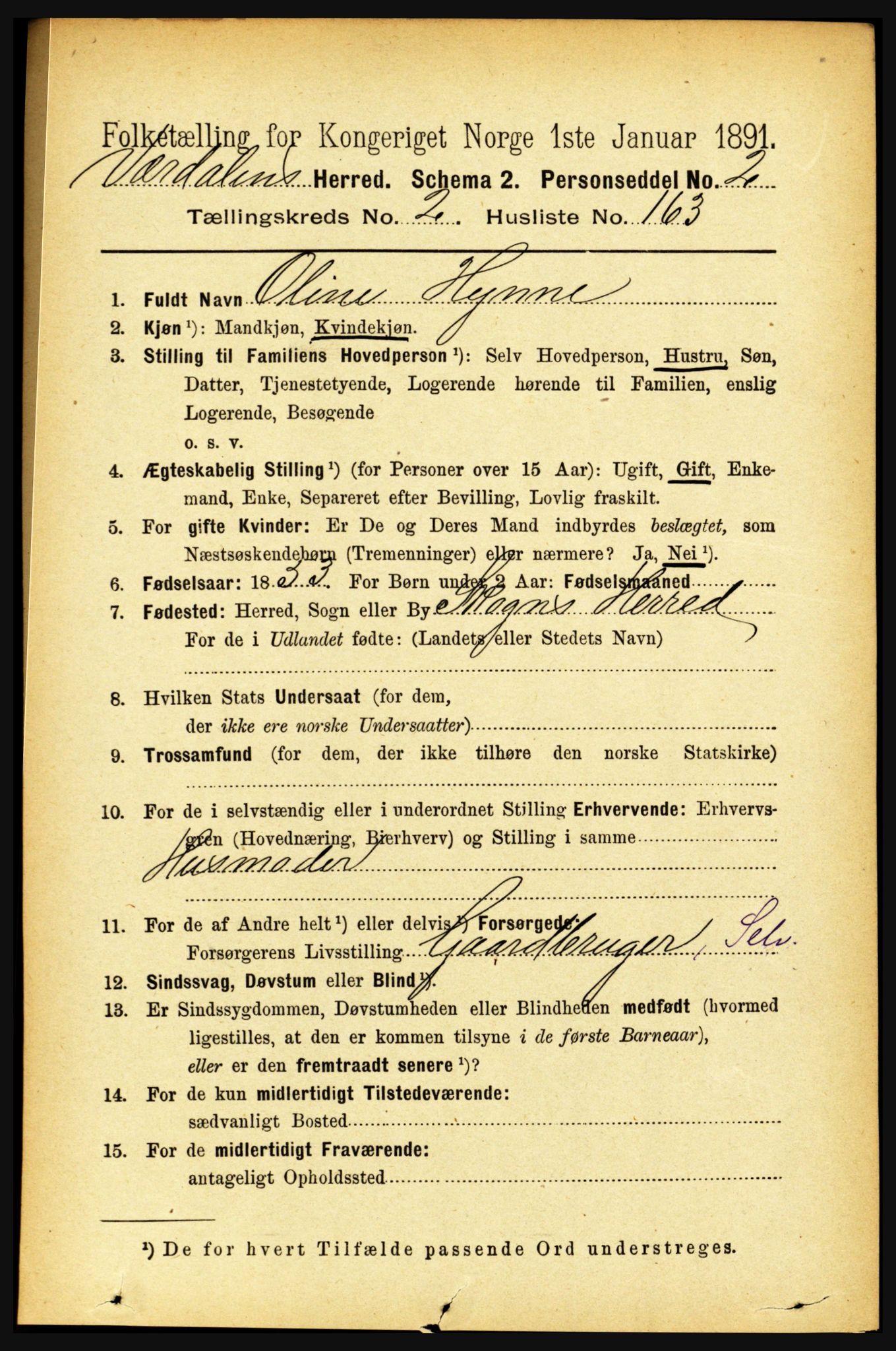 RA, 1891 census for 1721 Verdal, 1891, p. 1634
