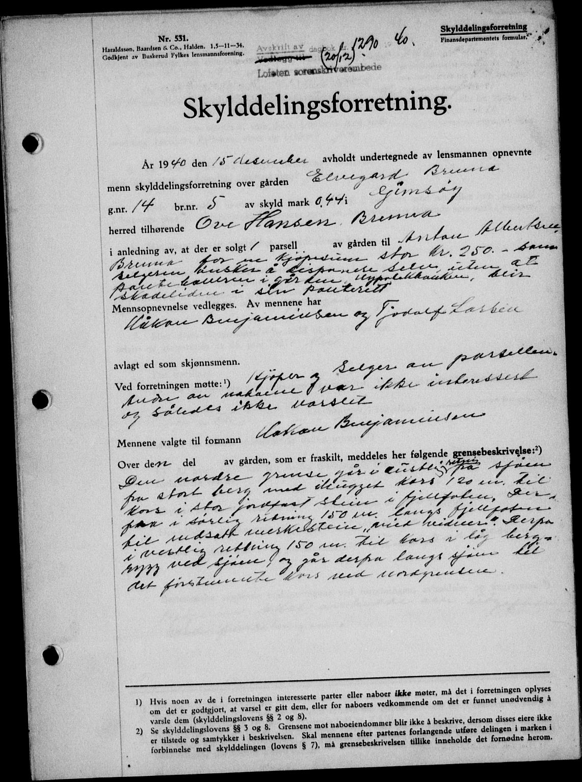Lofoten sorenskriveri, SAT/A-0017/1/2/2C/L0008a: Mortgage book no. 8a, 1940-1941, Diary no: : 1290/1940