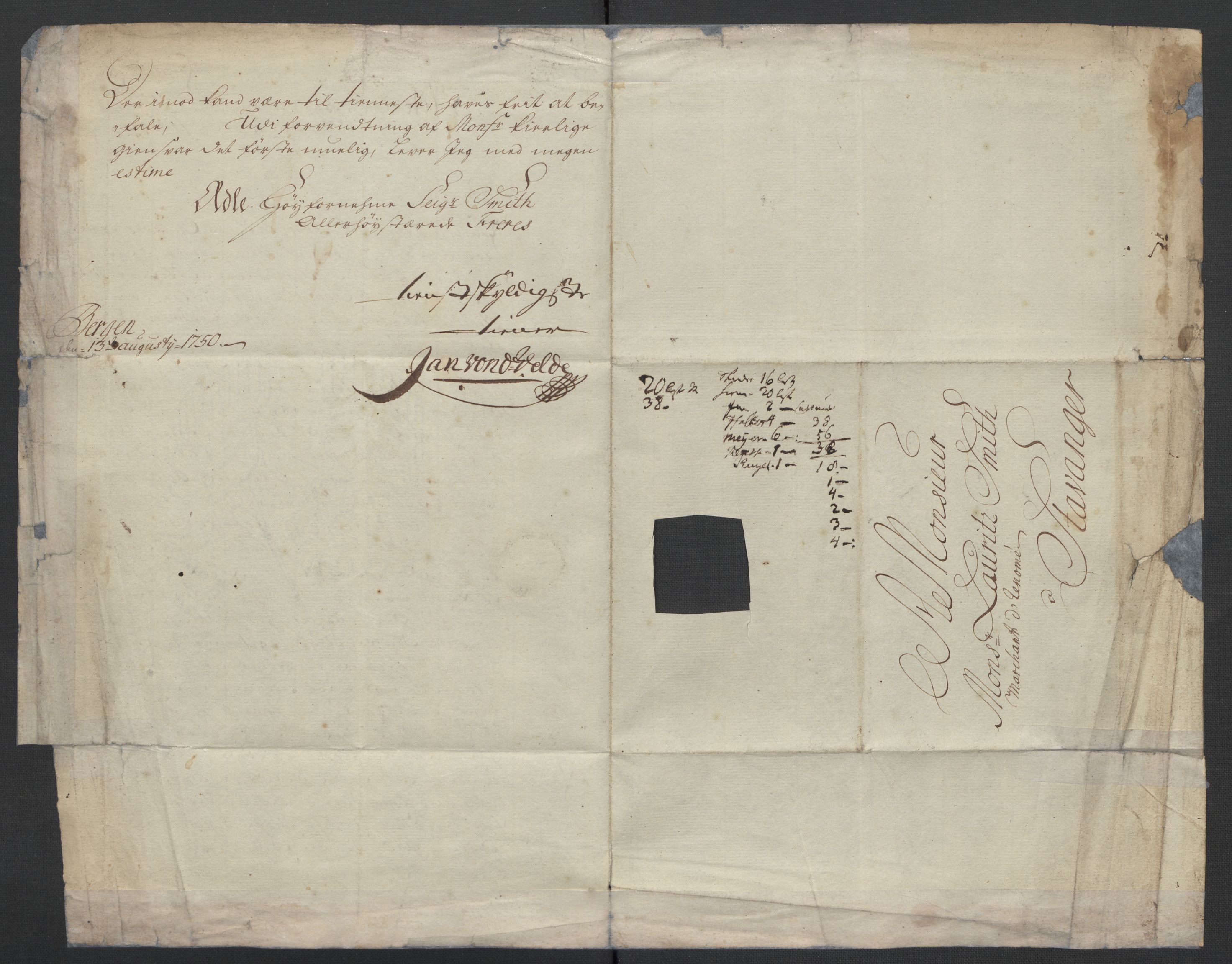 Pa 0119 - Smith, Lauritz Andersen og Lauritz Lauritzen, SAST/A-100231/O/L0001: Kopibøker m.m., 1740-1745, p. 3