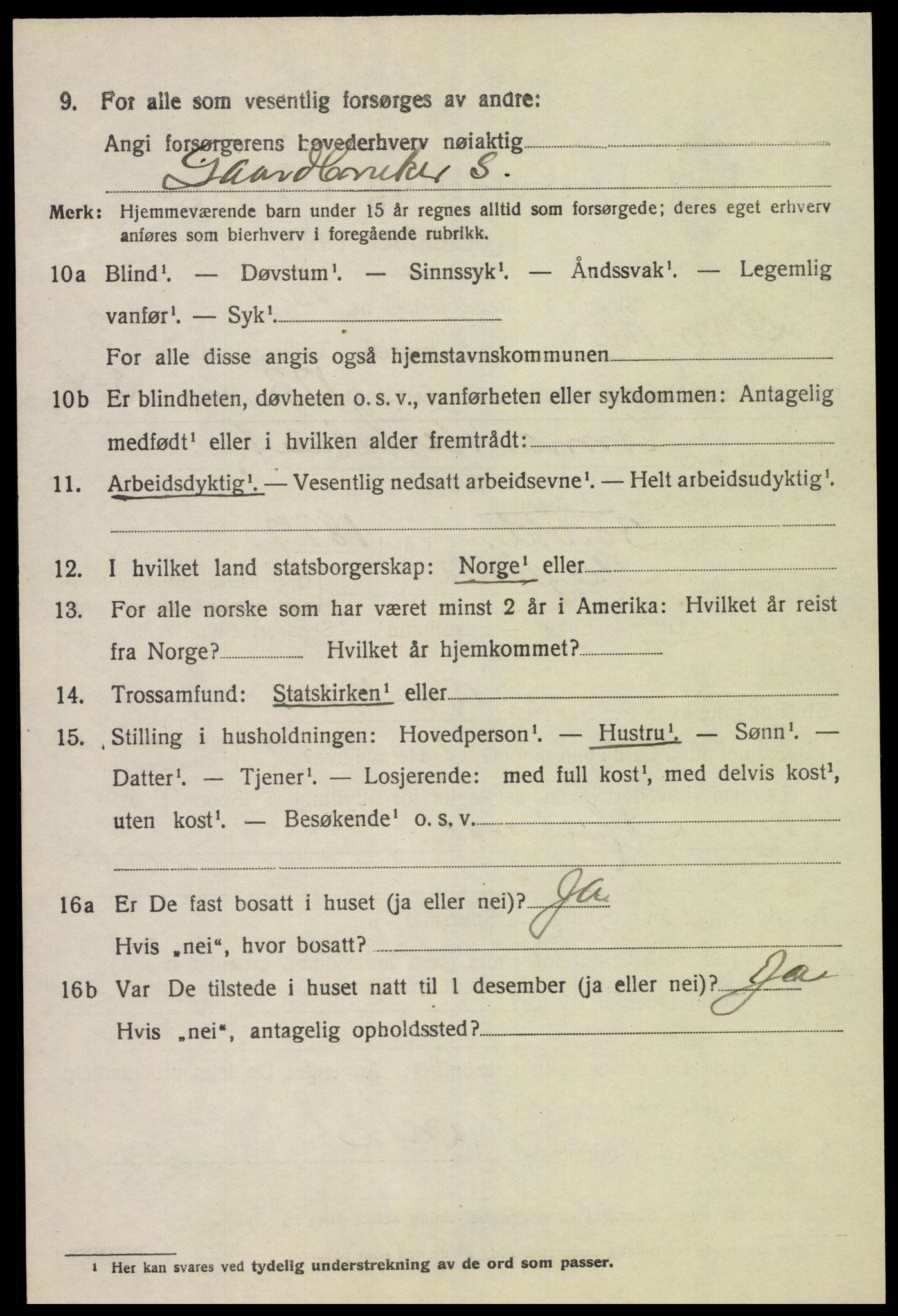 SAK, 1920 census for Lyngdal, 1920, p. 2296