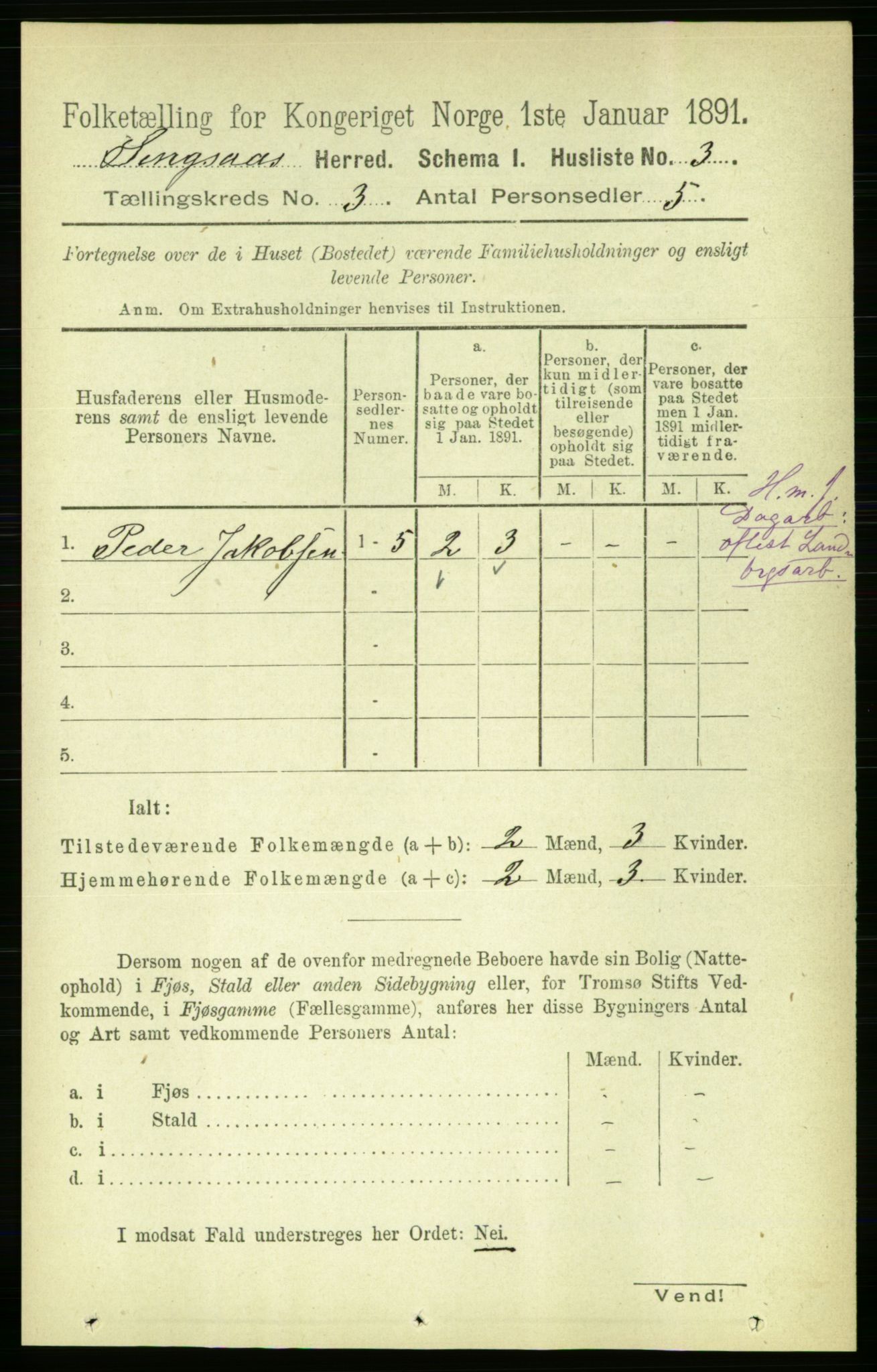 RA, 1891 census for 1646 Singsås, 1891, p. 504