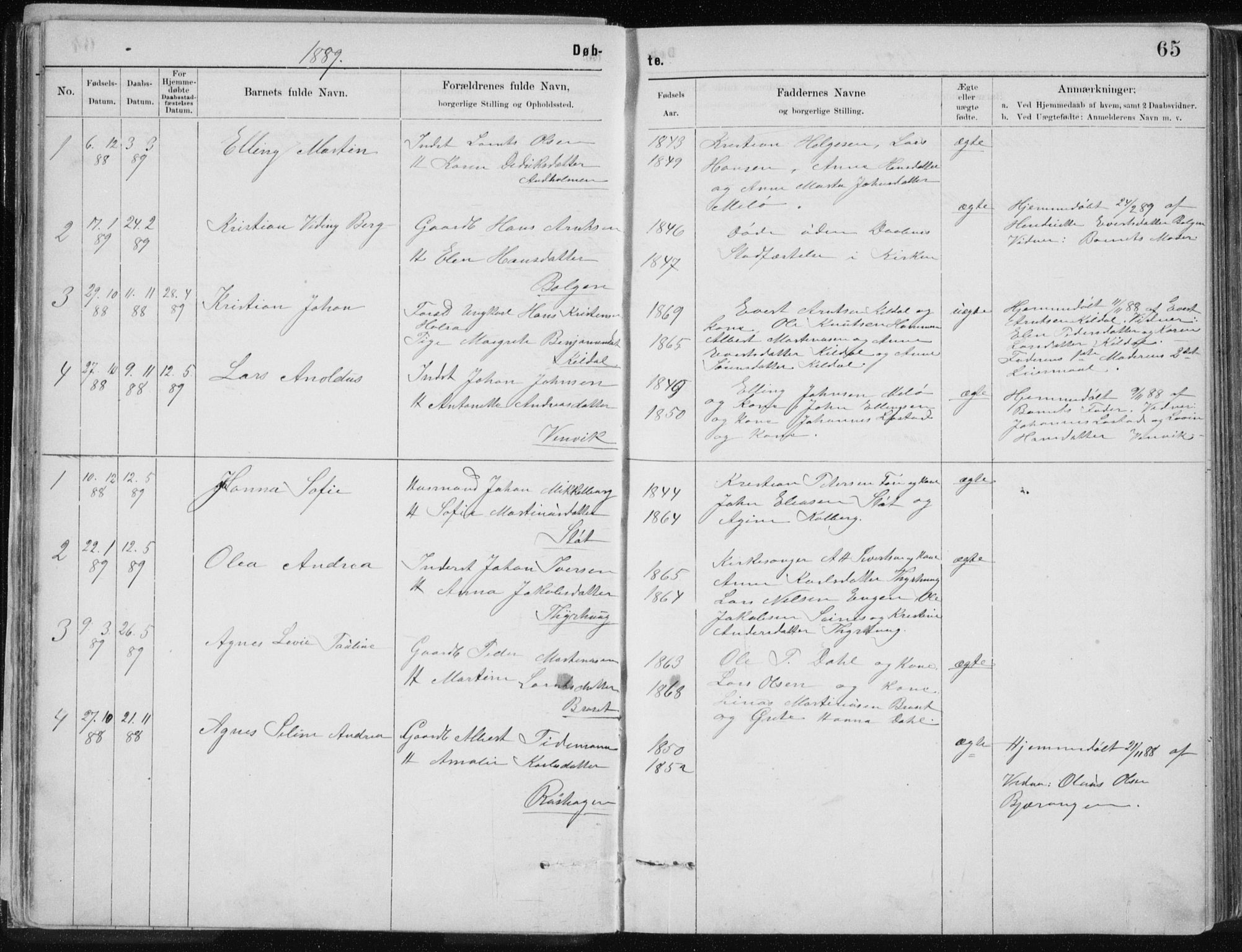 Ministerialprotokoller, klokkerbøker og fødselsregistre - Nordland, SAT/A-1459/843/L0636: Parish register (copy) no. 843C05, 1884-1909, p. 65