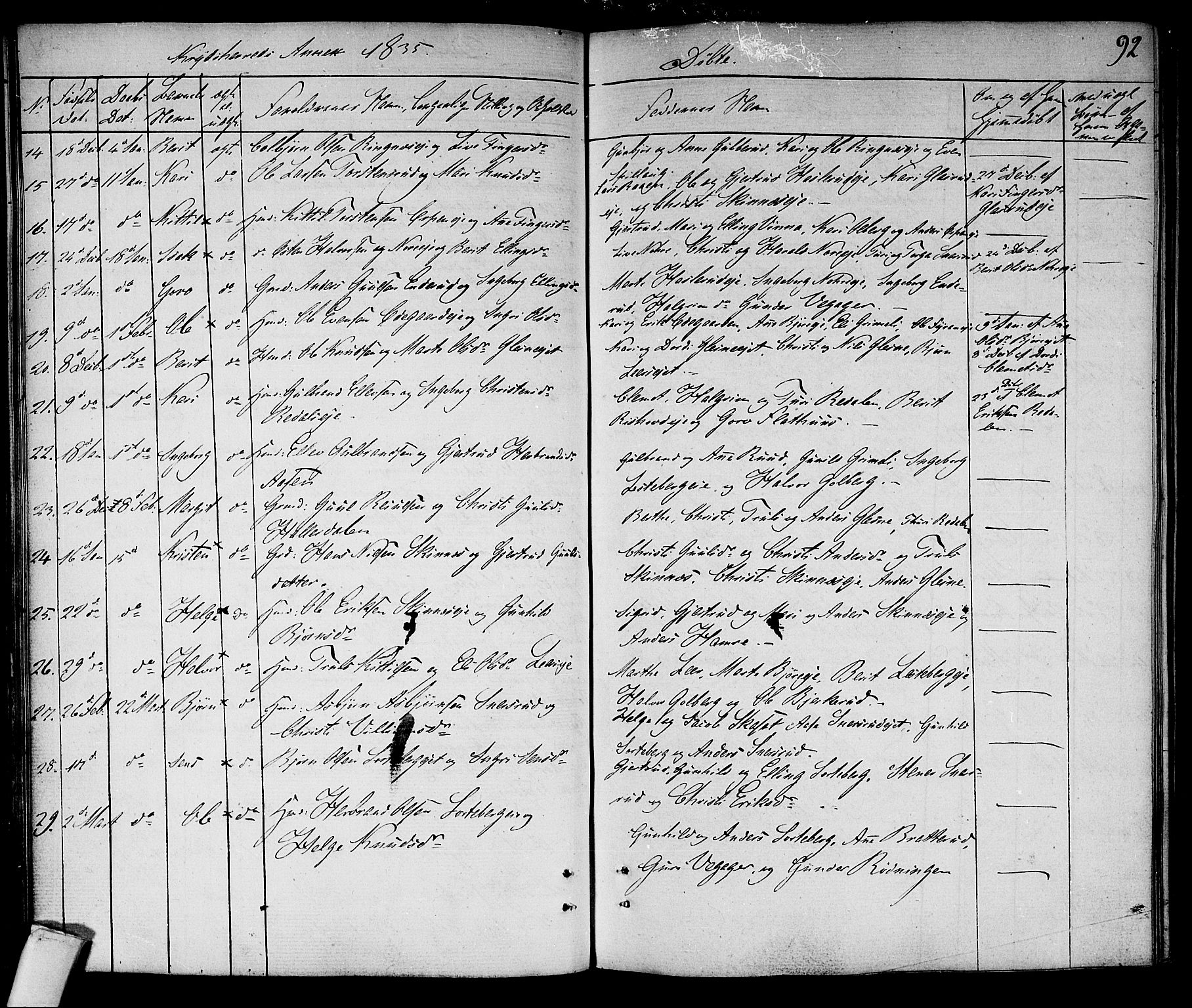 Sigdal kirkebøker, SAKO/A-245/F/Fa/L0006: Parish register (official) no. I 6 /3, 1829-1843, p. 92