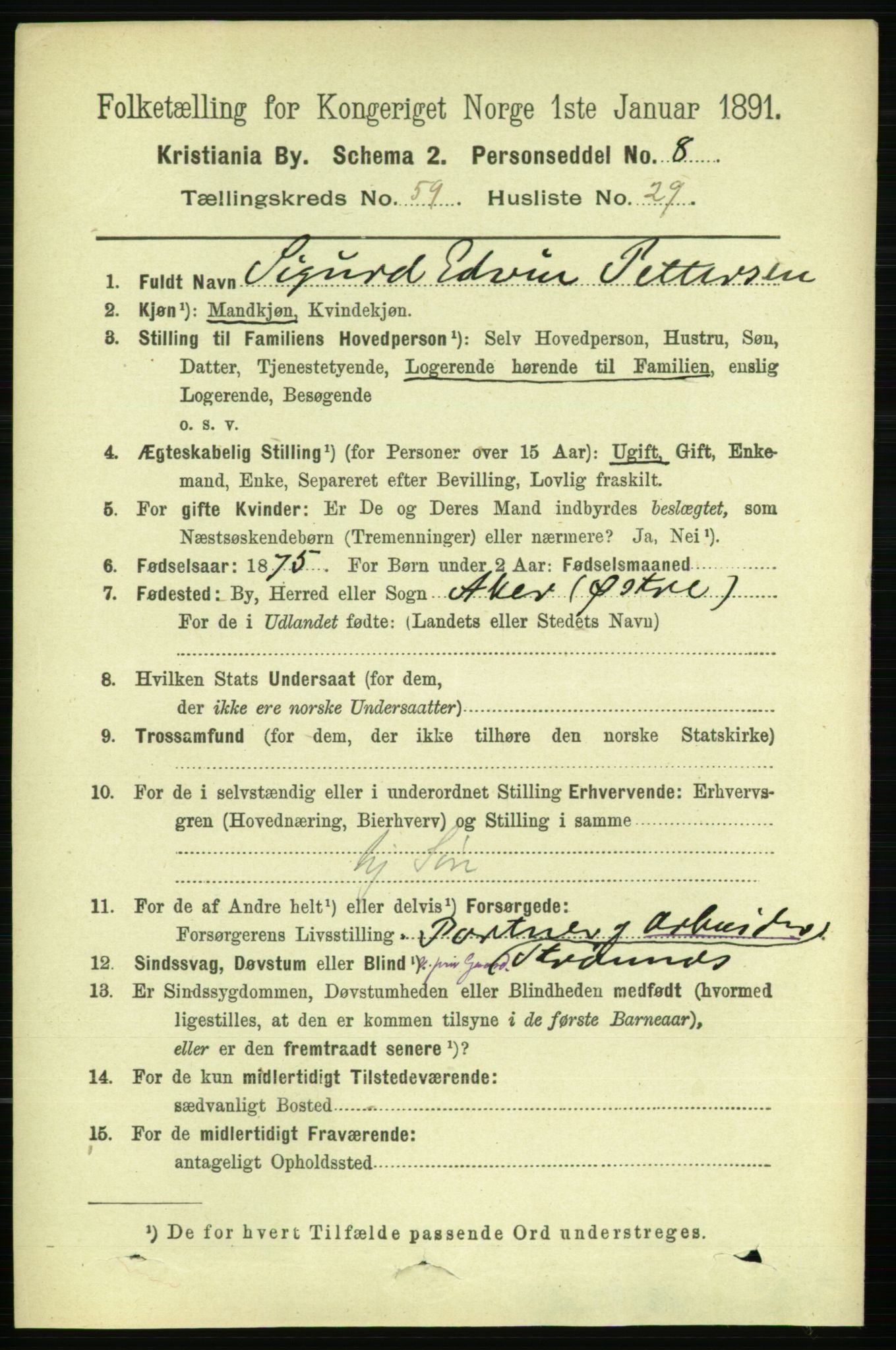 RA, 1891 census for 0301 Kristiania, 1891, p. 31835